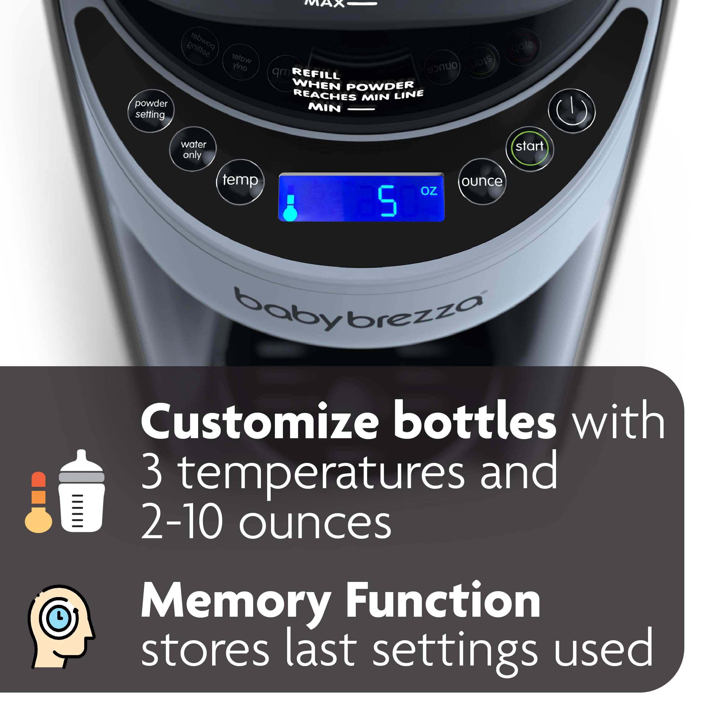 Baby Brezza New and Improved Formula Pro Advanced Formula Dispenser Machine - Automatically Mix a Warm Formula Bottle Instantly - Easily Make Bottle with Automatic Powder Blending, Charcoal