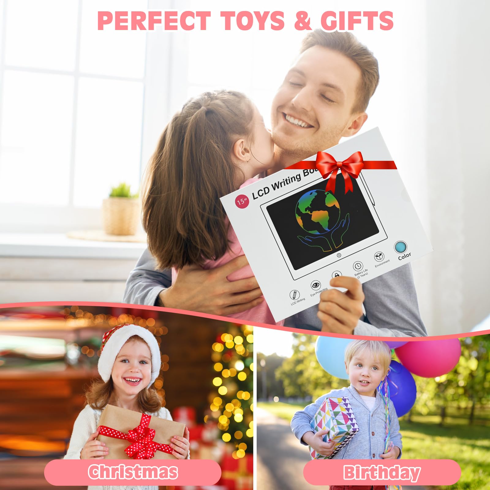 cimetech 2 Pack LCD Writing Tablet for Kids Toys, Colorful Drawing Tablet Doodle Board Writing Pad for Toddler Gifts, Kids Travel Essentials, Christmas Stocking Stuffers for 3-12 Years Boys Girls