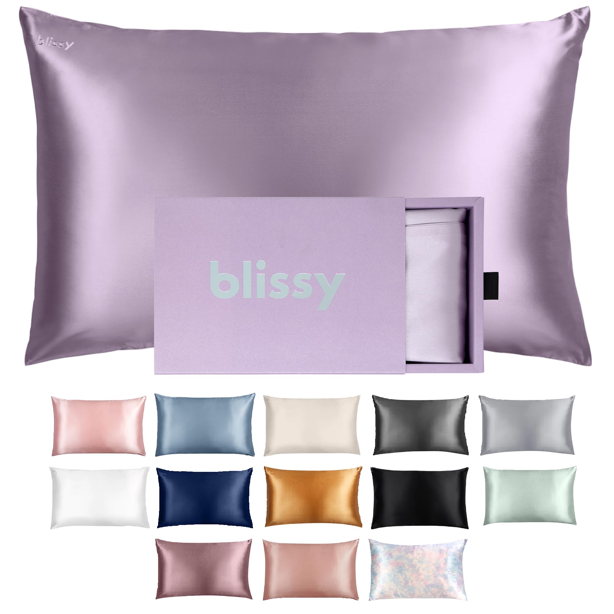 Blissy Silk Pillowcase - 100% Pure Mulberry Silk - 22 Momme 6A High-Grade Fibers - Silk Pillow Cover for Hair & Skin - Regular, Queen & King with Hidden Zipper (Standard,Blissy White)