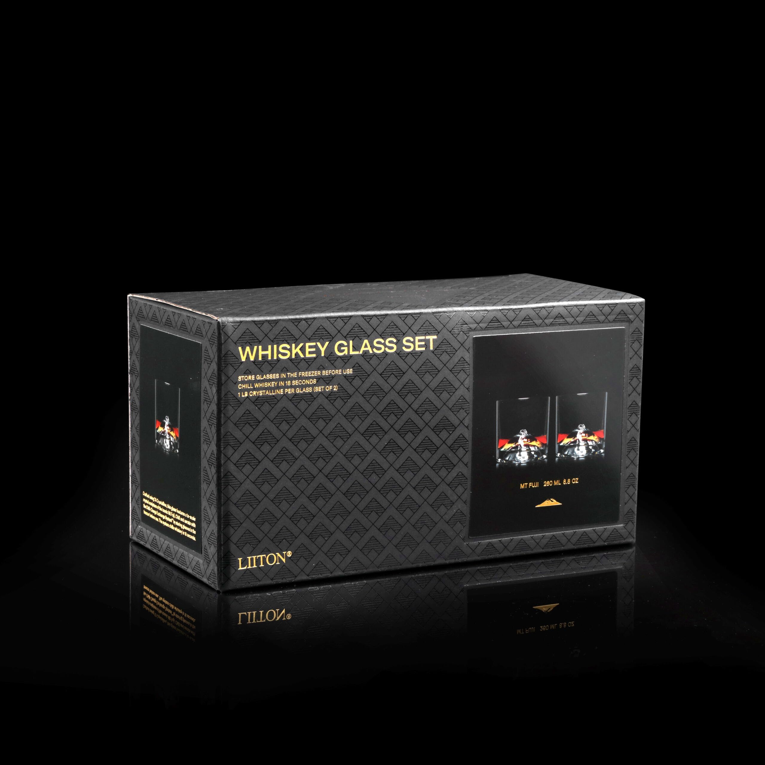 LIITON Heavy Crystal Whiskey Glasses Gift Set, Thick Freezable Bourbon Glass 1lb Each, Premium Whiskey Gifts for Men, Frozen Crystal Chills Cocktails Featuring Grand Canyon Glasses Set of 2, 10 oz