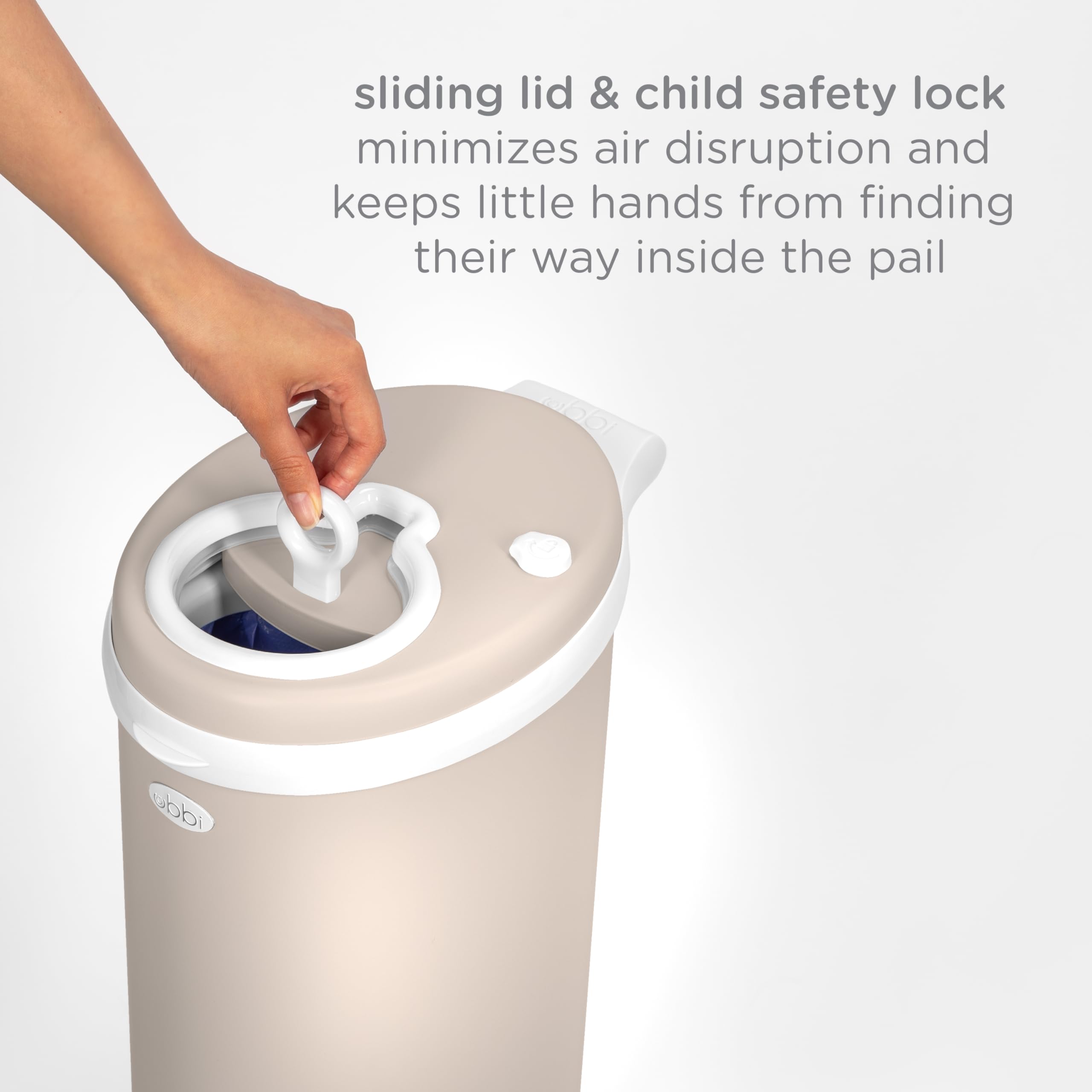 Ubbi Steel Odor Locking, No Special Bag Required Money Saving, Awards-Winning, Modern Design Registry Must-Have Diaper Pail, Taupe
