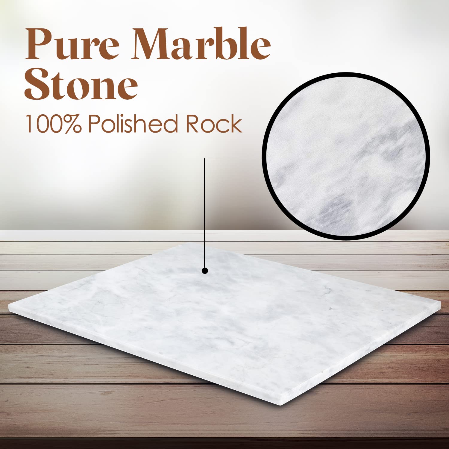 Marble and Cutting Pastry Board (12 x 16 Inches) - Marble Serving Tray for Cheese, Pastries, Bread - Large White Marble Slab for Cake Display Marble