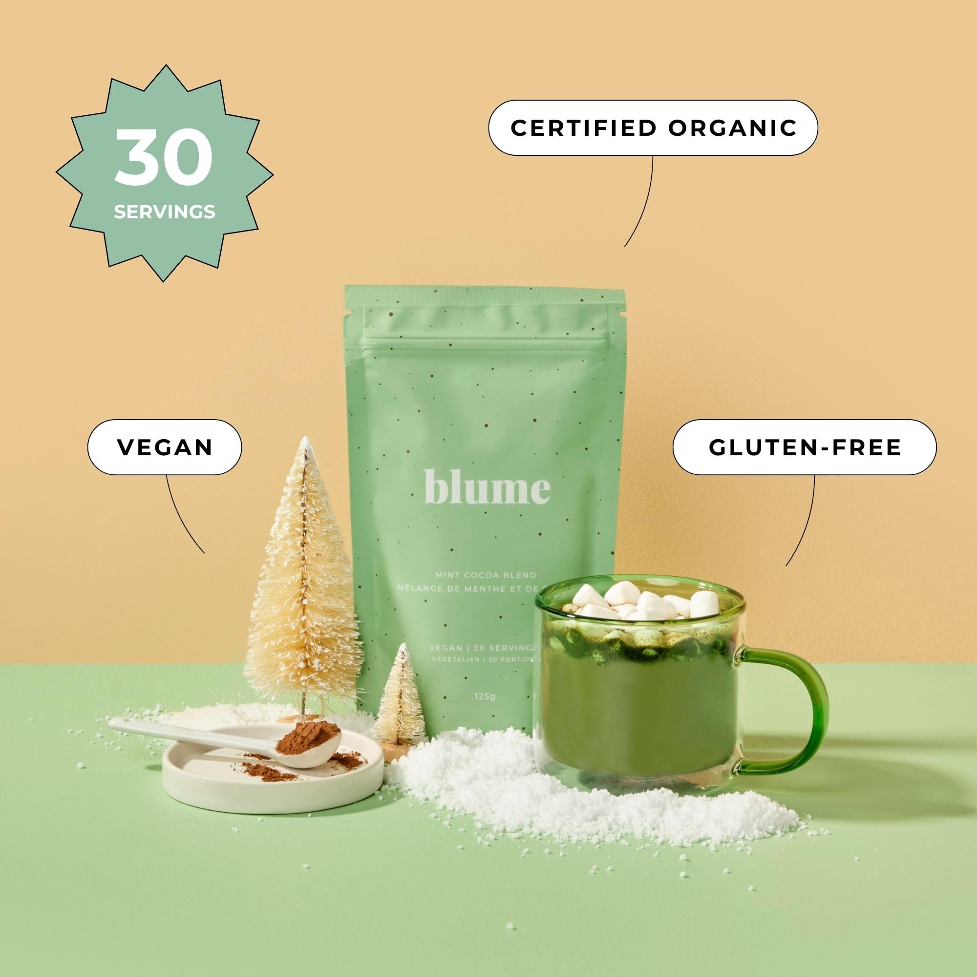 Blume Rose London Fog Latte with Zero Sugar or Caffeine - Certified Organic, Vegan and Gluten-Free - Tart Cherry & Rosehips blend rich Antioxidant & Vitamin to Ease Bloating and Boost Your Natural Glow - 30 Servings