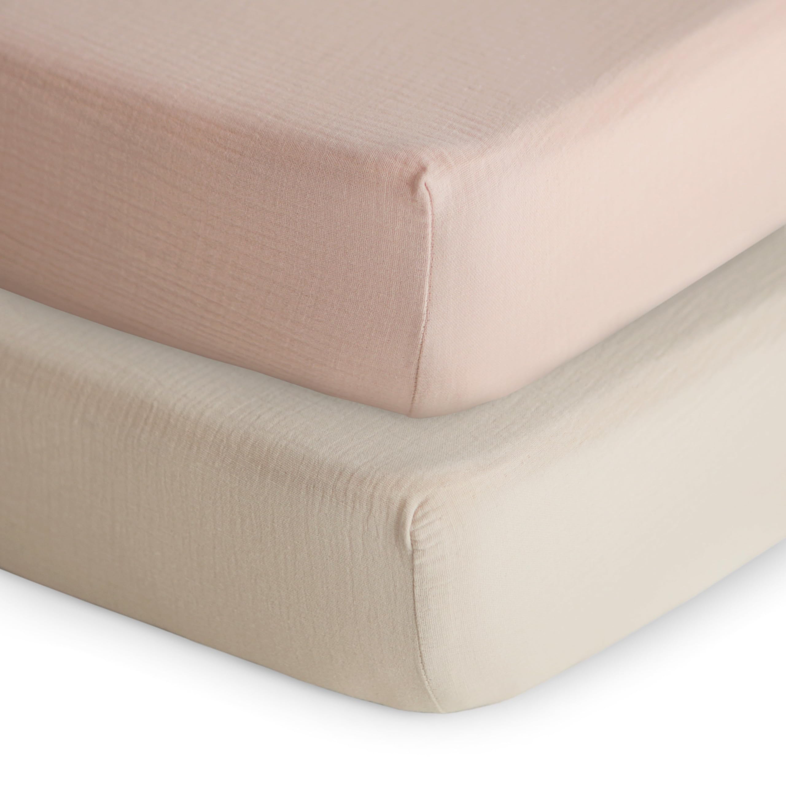 mushie Extra Soft Muslin Fitted Crib Sheet | 192 Thread Count | 28"x 52" (Fog)