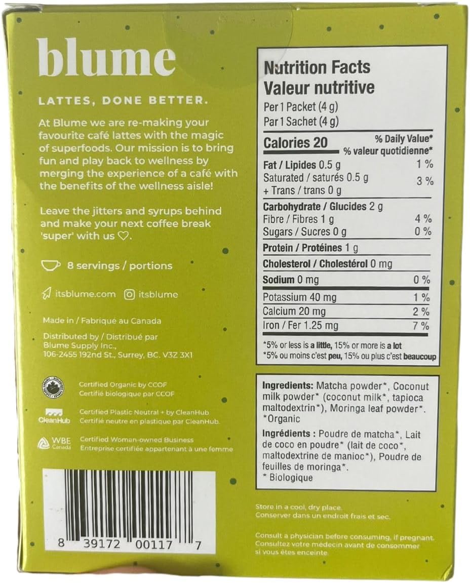 Blume Latte Variety Pack | Blue Lavender Tea to Calm, Reishi Hot Cacao to Soothe, Matcha Green Tea for Energy, Salted Caramel to Savor - Organic, Vegan, Keto-Friendly, Hot/Cold Beverages - 32 Servings