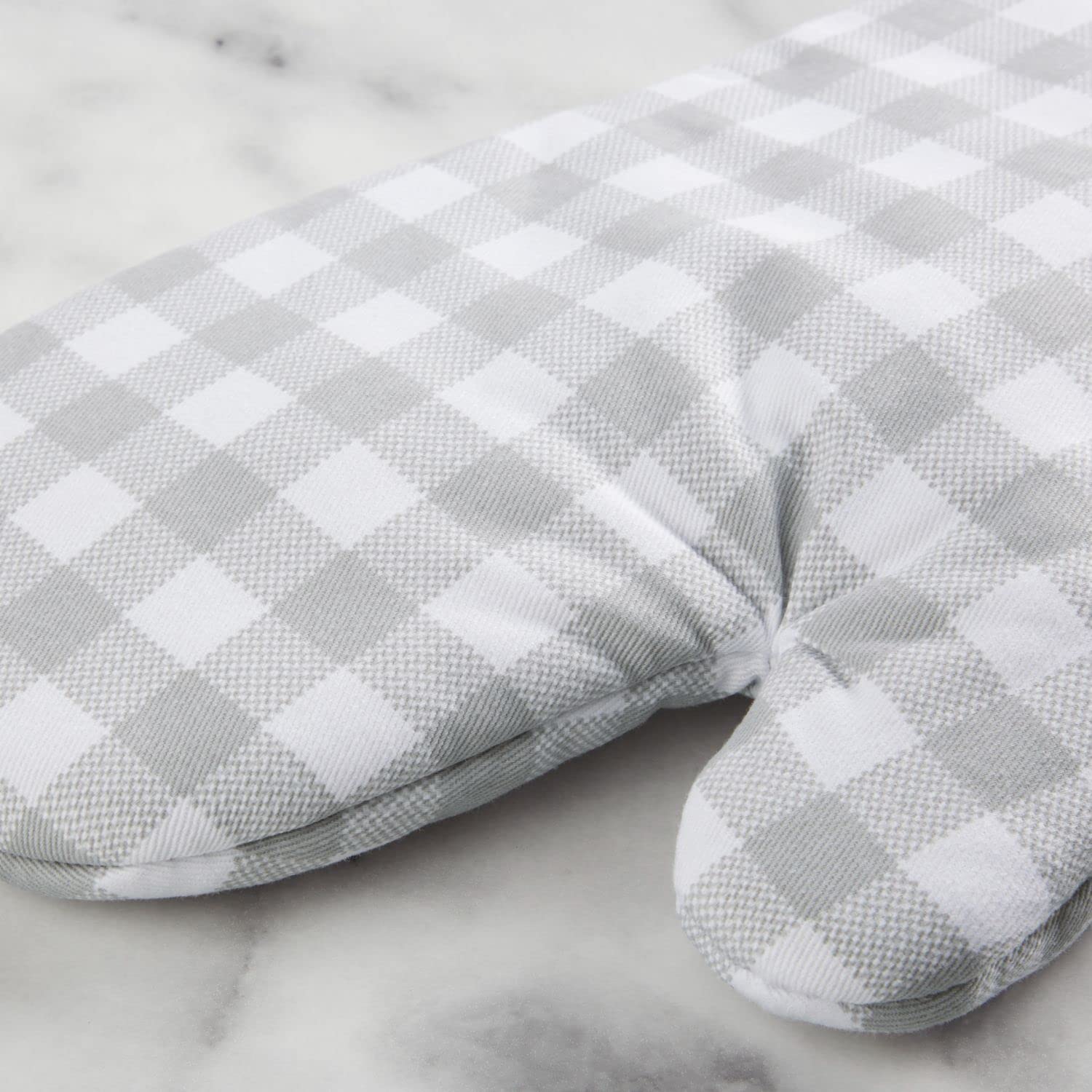 KitchenAid Gingham Oven Mitt 2-Pack Set, Milkshake, 7"x13"
