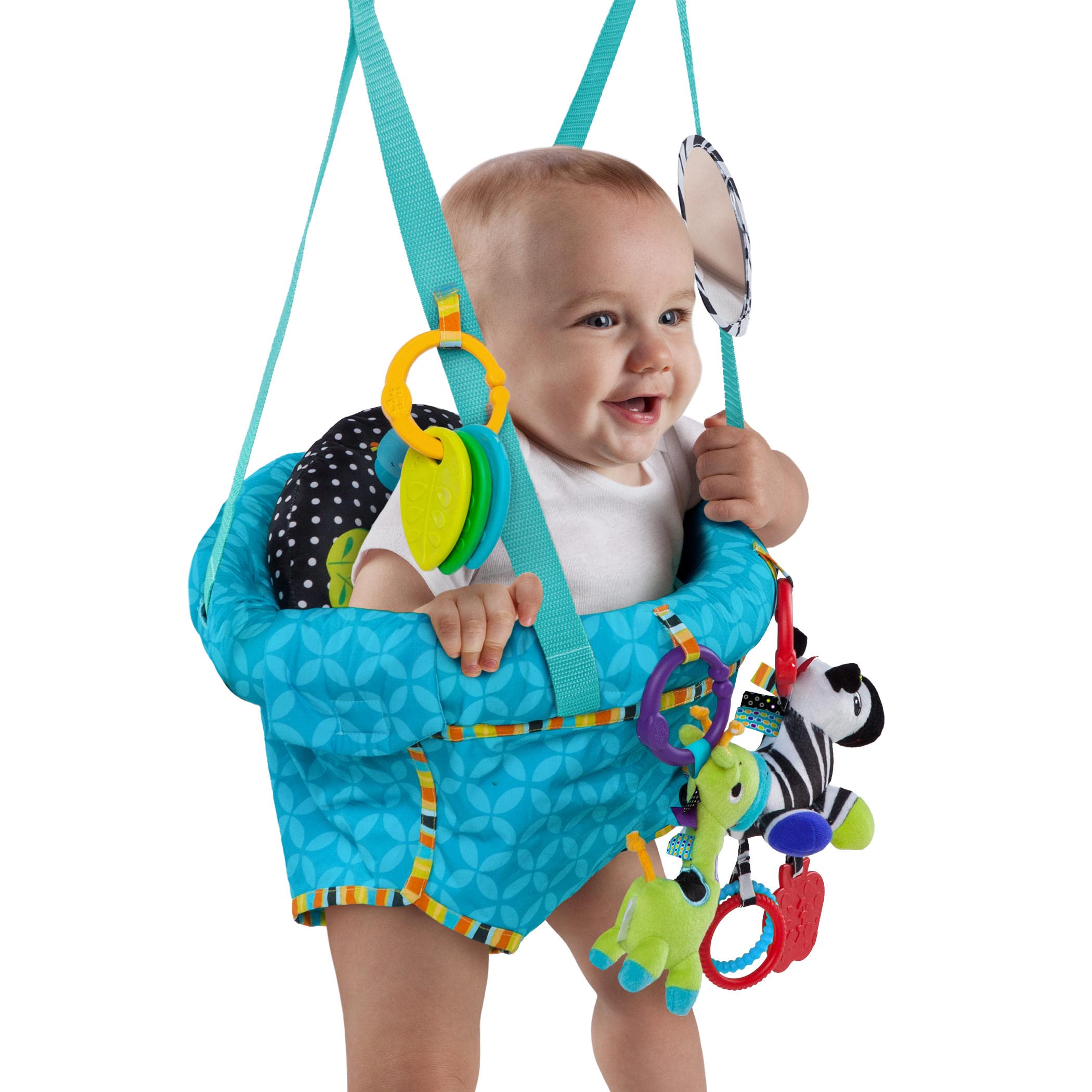 Bright Starts Playful Parade Door Jumper for Baby with Adjustable Strap, 6 Months and Up, Max Weight 26 lbs