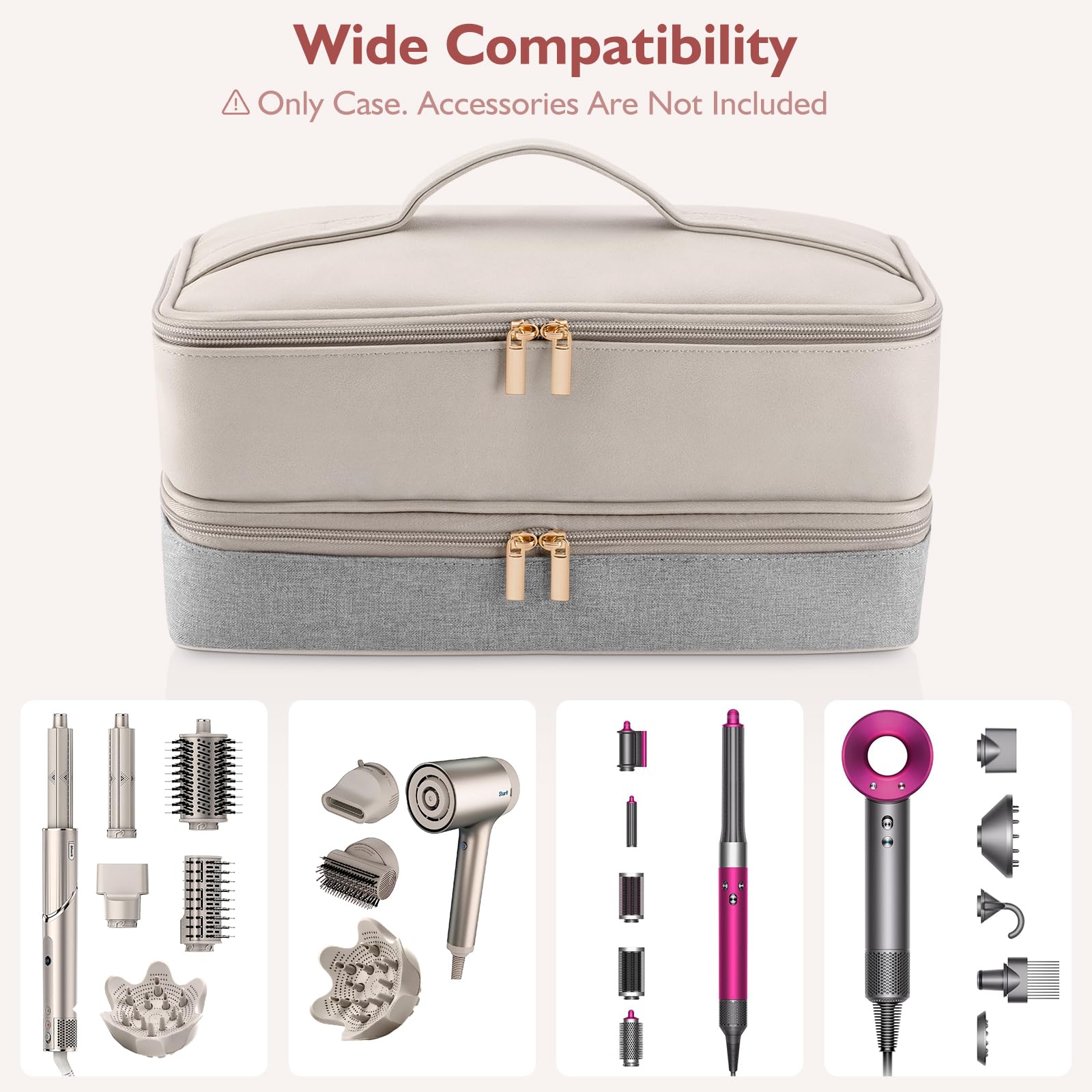 Travel Carrying Case for Hair Dryer Shark Flexstyle Dyson Airwrap Brush Double-Layer Hair Accessories Tools Storage Bag for Revlon Hairdryer Styler Organizer