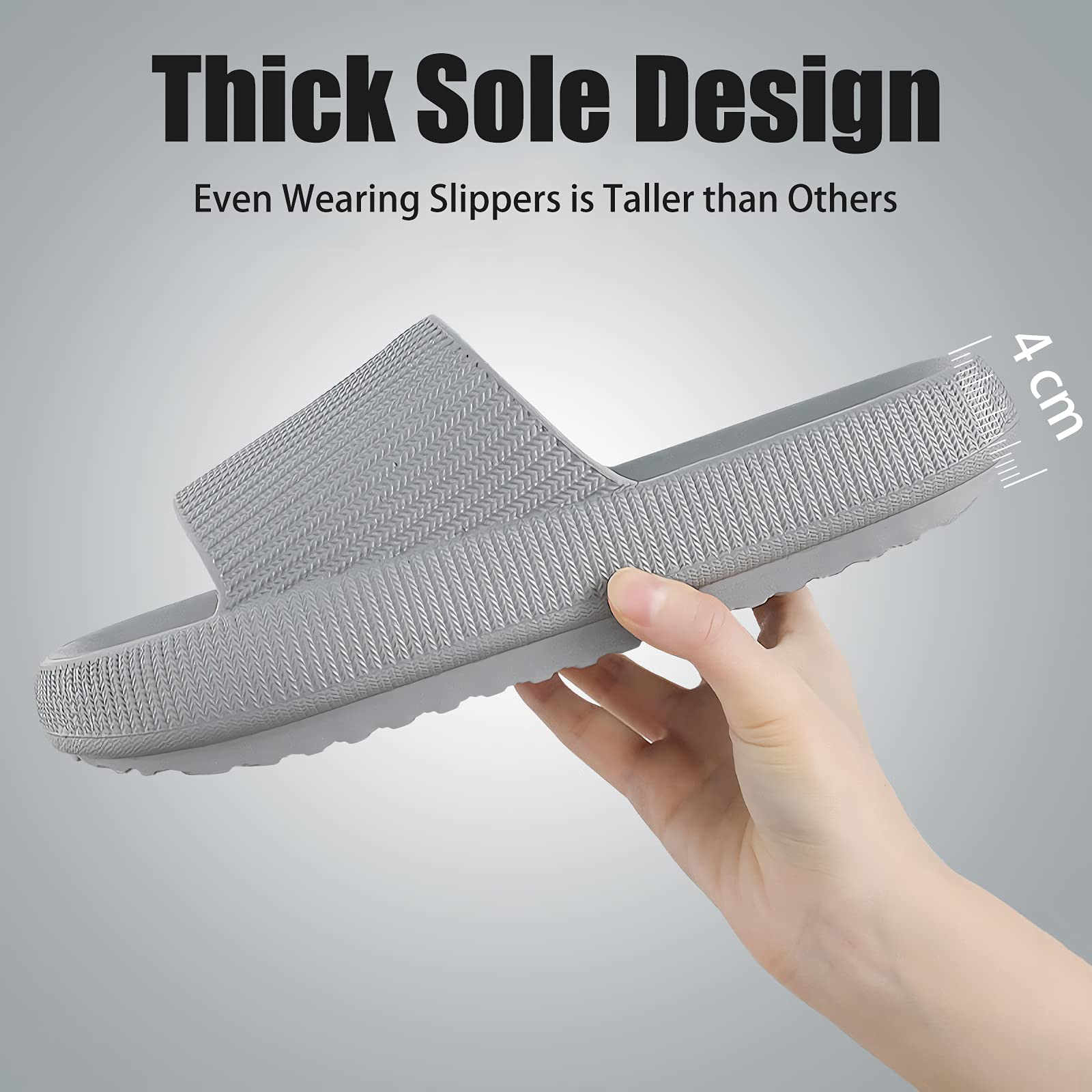 rosyclo Cloud Slippers for Women and Men, Pillow House Slippers Shower Shoes Indoor Slides Bathroom Sandals, Ultimate Comfort, Lightweight, Thick Sole, Non-Slip, Easy to Clean