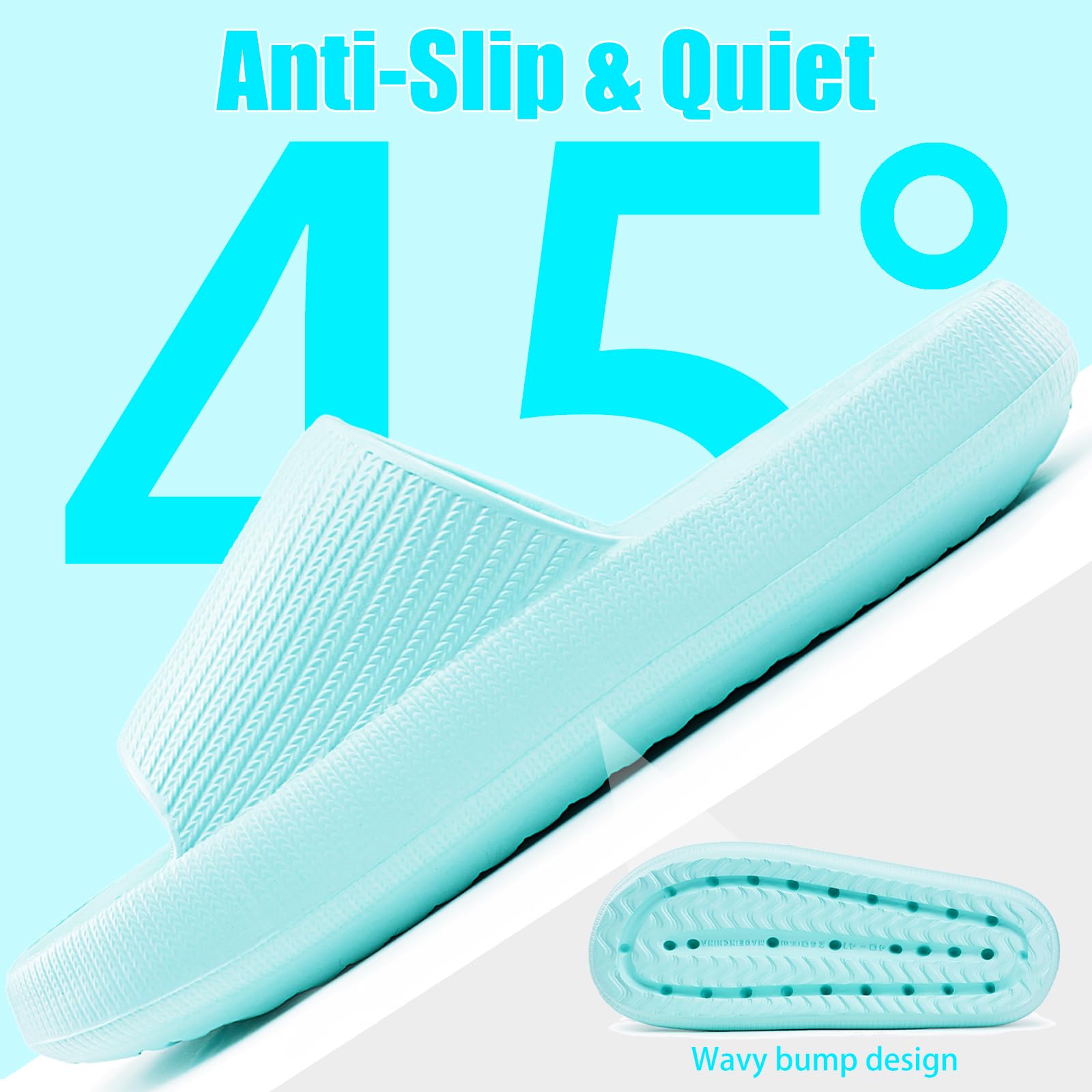 rosyclo Cloud Slippers for Women and Men, Pillow House Slippers Shower Shoes Indoor Slides Bathroom Sandals, Ultimate Comfort, Lightweight, Thick Sole, Non-Slip, Easy to Clean