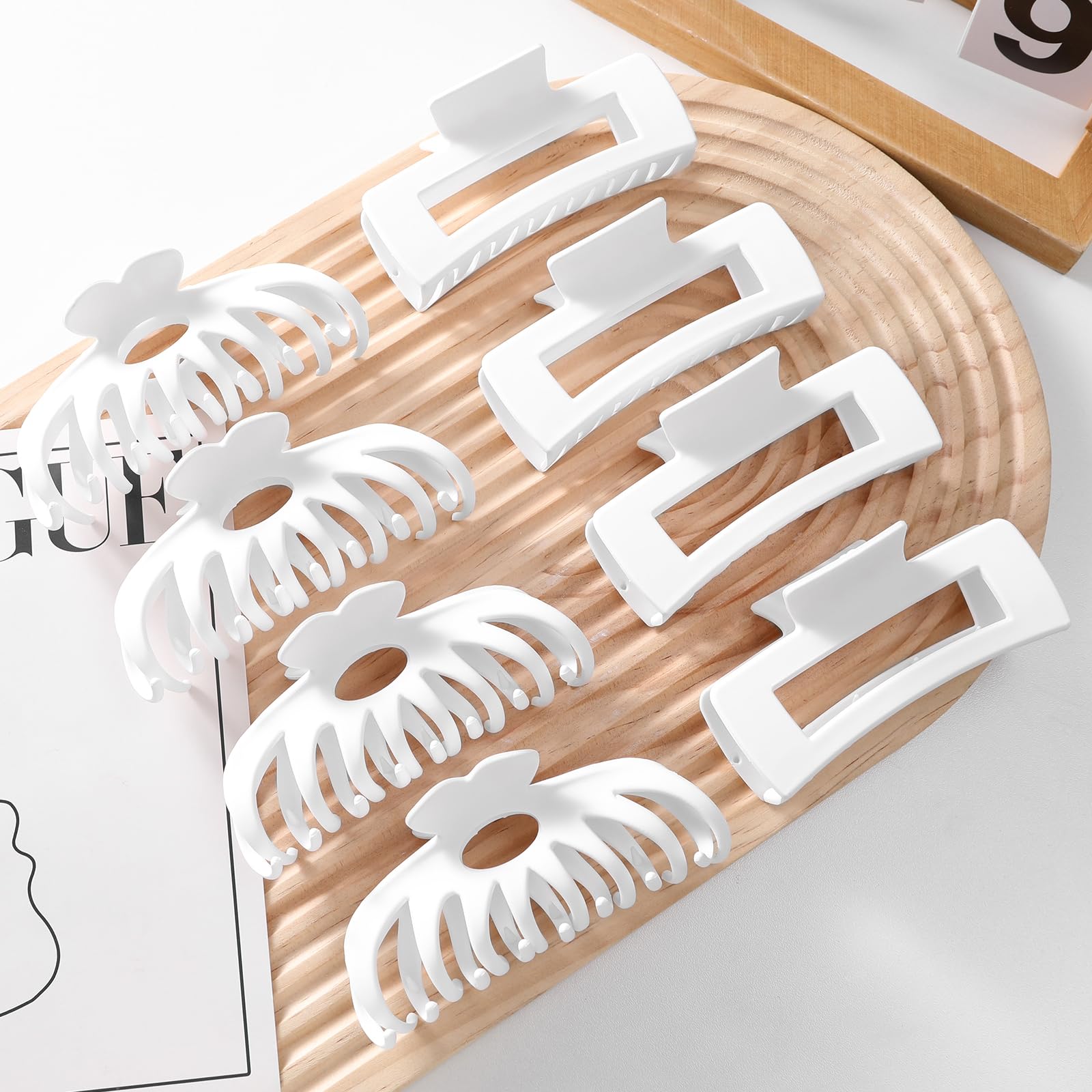 LuSeren Hair Clips for Women 4.3 Inch Large Hair Claw Clips for Women Thin Thick Curly Hair, Big Matte Banana Clips,Strong Hold jaw clips,Neutral Colors