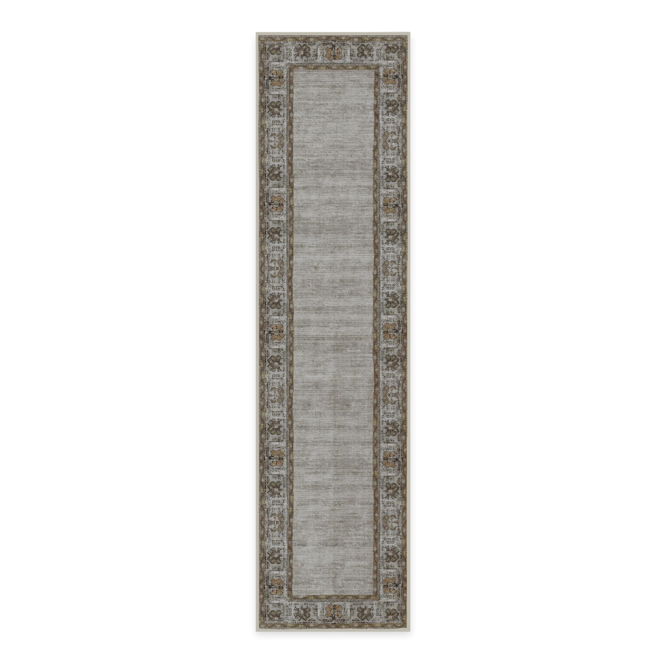 RUGGABLE Zinnia Runner Rug - Perfect Boho Washable Rug for Entryway Hallway Kitchen - Pet & Child Friendly - Stain & Water Resistant - Grey 2.5&