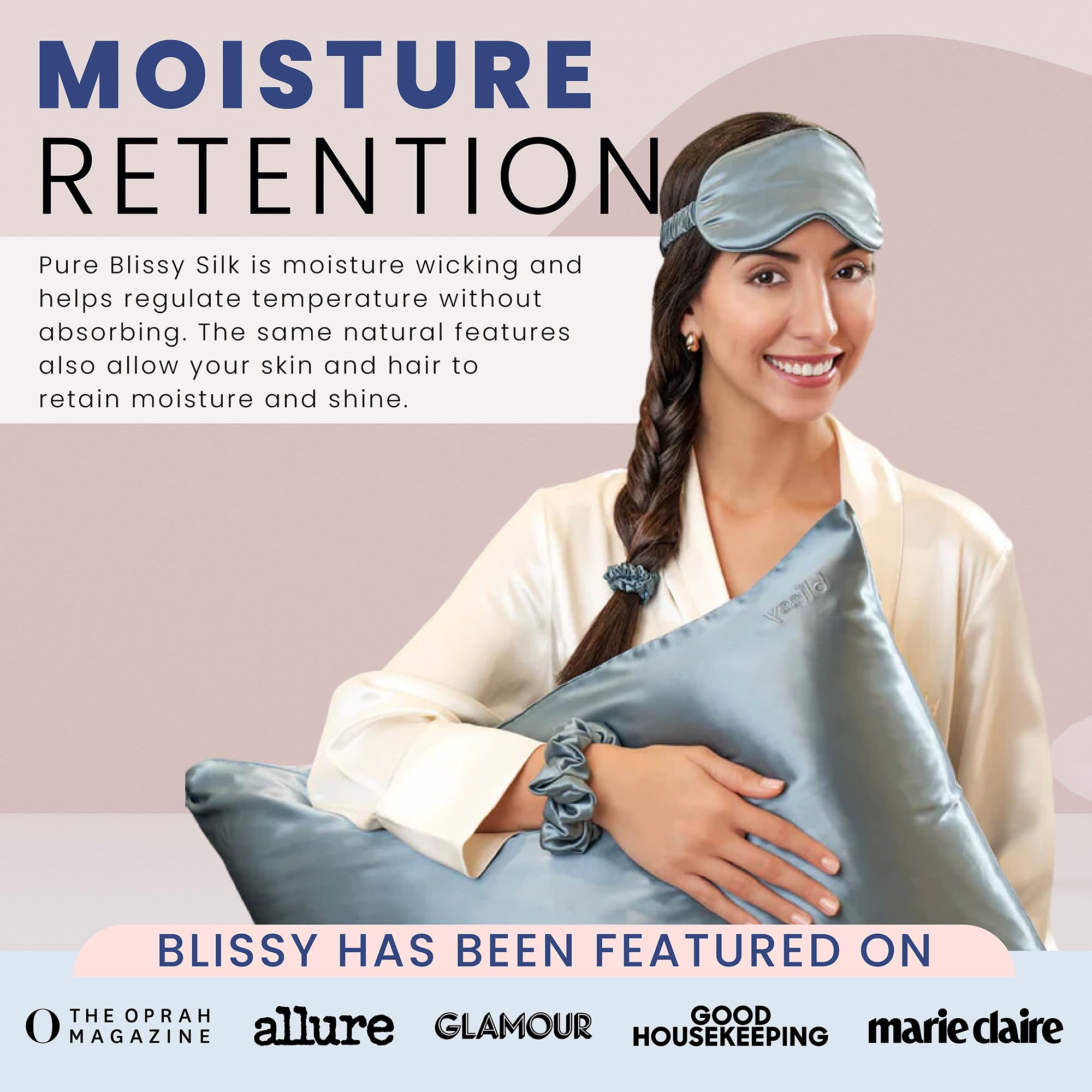 Blissy Silk Sleep Mask - Silk Eye Sleeping Mask for Women & Men for Total Blackout - 100% Pure Mulberry Silk, 22 Momme 6a Fibers - Blindfold Silk Sleep Mask Side Sleeper Eye Cover (Plum)