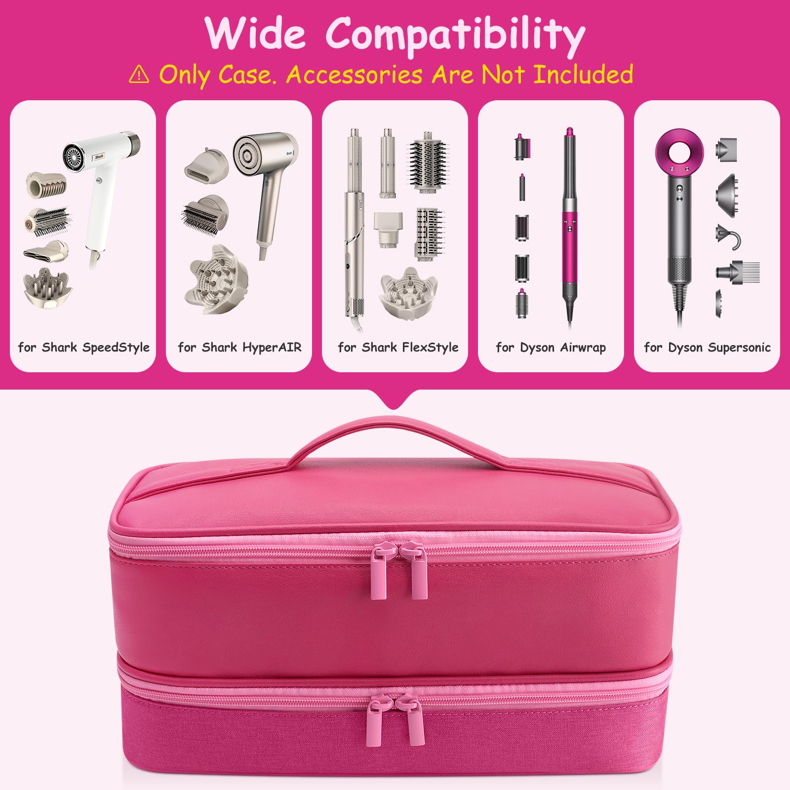 Travel Carrying Case for Hair Dryer Shark Flexstyle Dyson Airwrap Brush Double-Layer Hair Accessories Tools Storage Bag for Revlon Hairdryer Styler Organizer