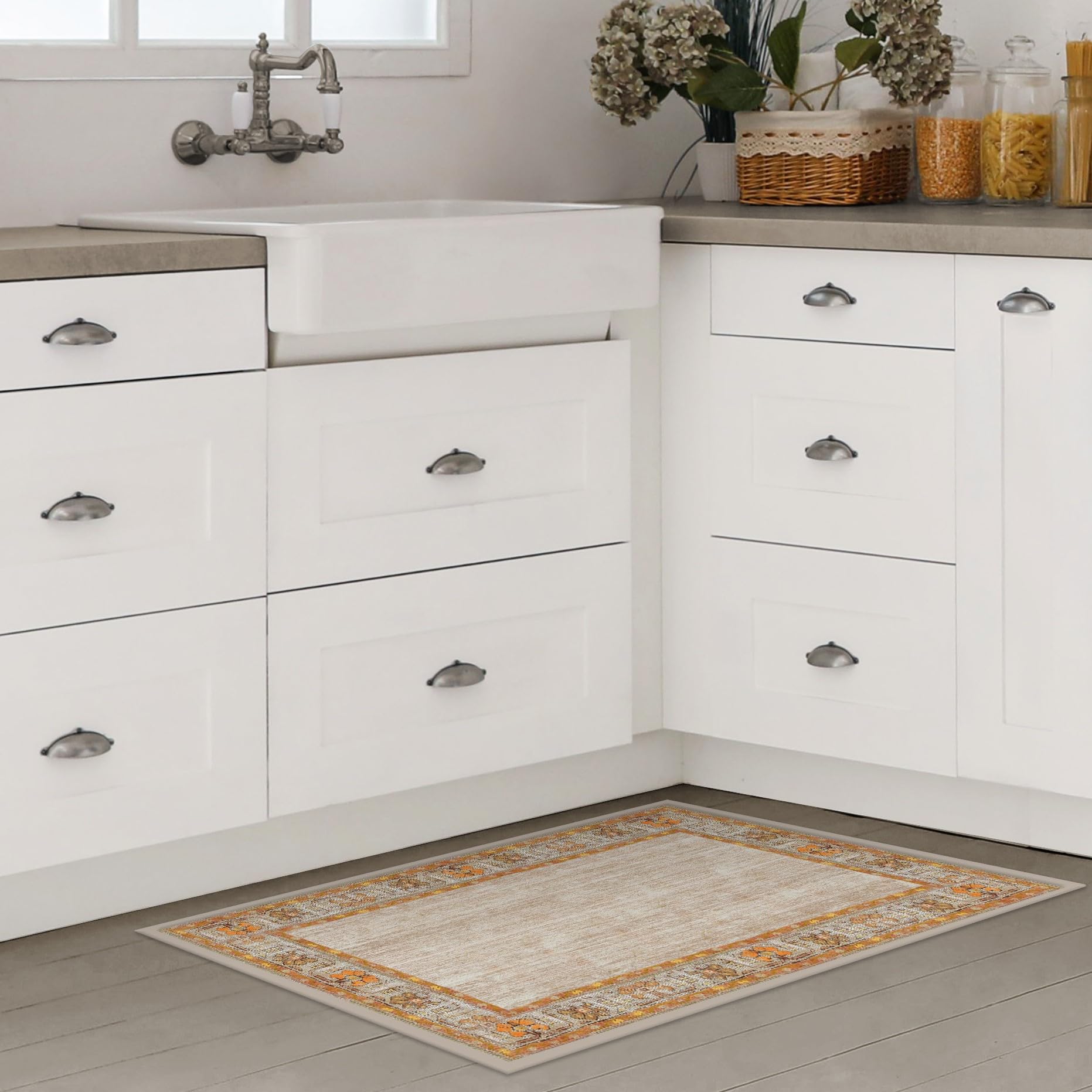 RUGGABLE Zinnia Runner Rug - Perfect Boho Washable Rug for Entryway Hallway Kitchen - Pet & Child Friendly - Stain & Water Resistant - Grey 2.5&