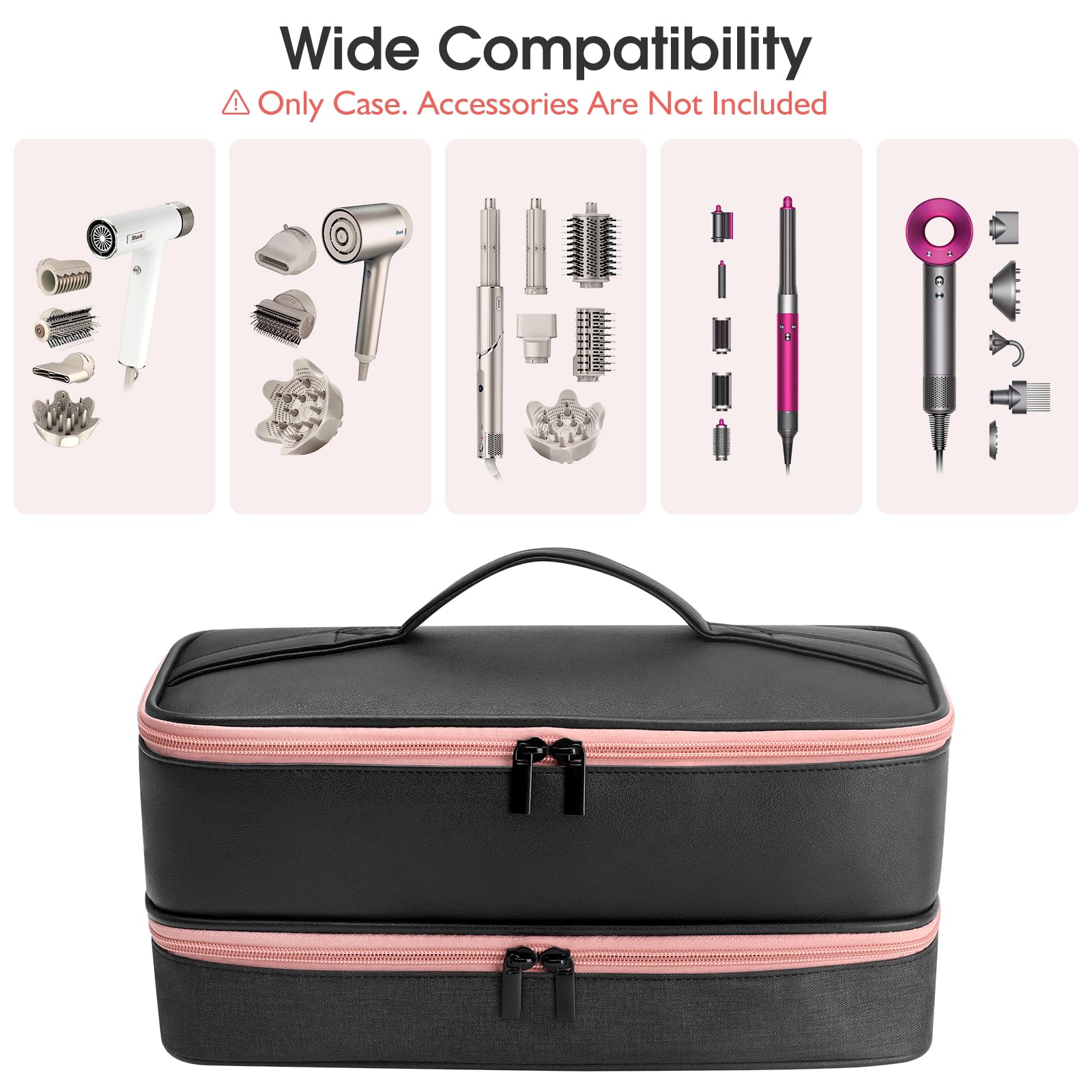Travel Carrying Case for Hair Dryer Shark Flexstyle Dyson Airwrap Brush Double-Layer Hair Accessories Tools Storage Bag for Revlon Hairdryer Styler Organizer