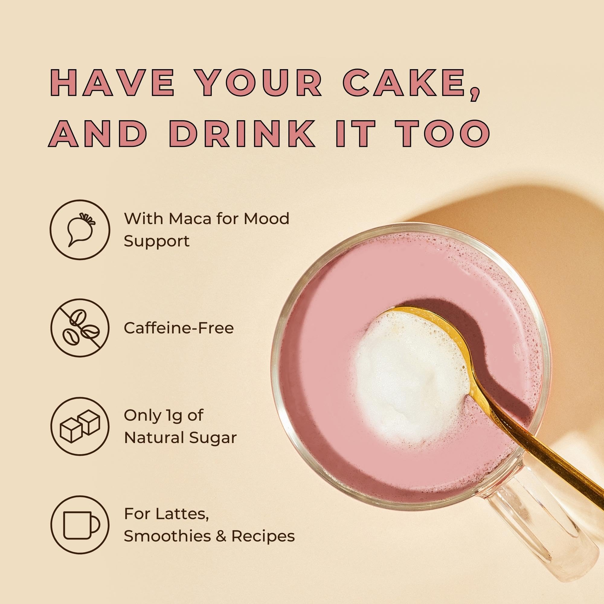 Blume Rose London Fog Latte with Zero Sugar or Caffeine - Certified Organic, Vegan and Gluten-Free - Tart Cherry & Rosehips blend rich Antioxidant & Vitamin to Ease Bloating and Boost Your Natural Glow - 30 Servings