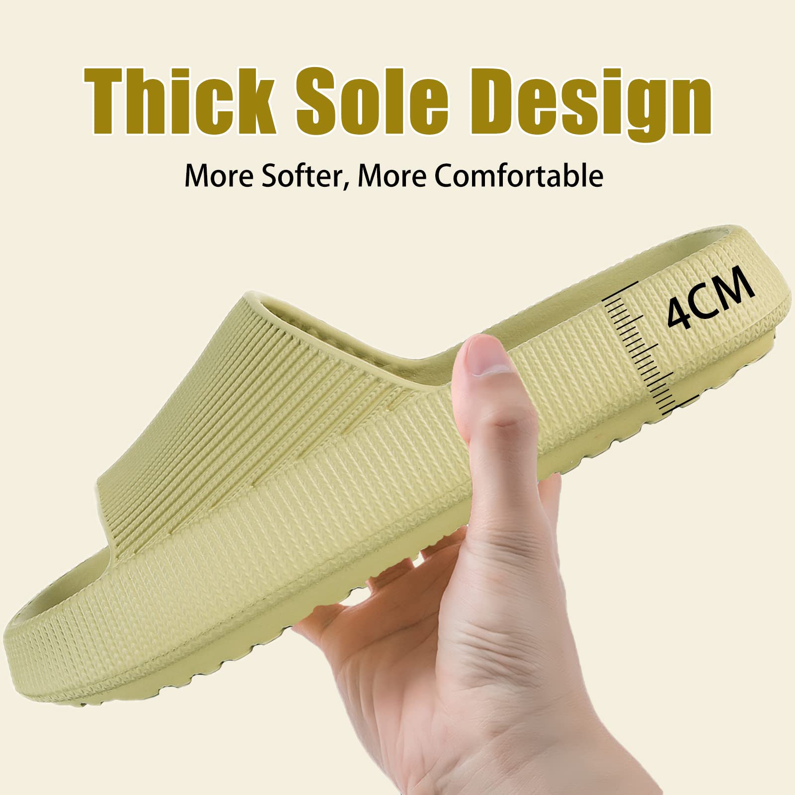 rosyclo Cloud Slippers for Women and Men, Pillow House Slippers Shower Shoes Indoor Slides Bathroom Sandals, Ultimate Comfort, Lightweight, Thick Sole, Non-Slip, Easy to Clean