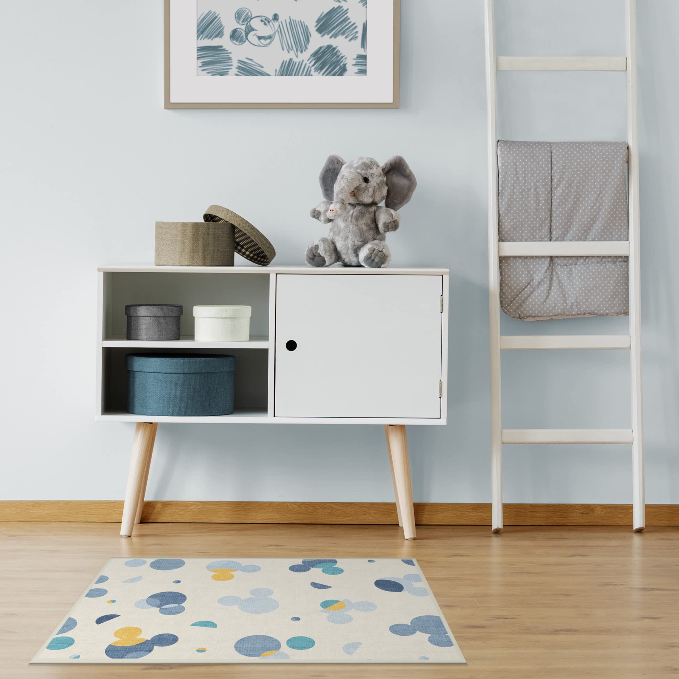 RUGGABLE Disney Classic Minnie Mouse Washable Rug - Perfect Area Rug for Nursery Playroom Kids Room - Pet & Child Friendly - Stain & Water Resistant - Trellis Pink 5&