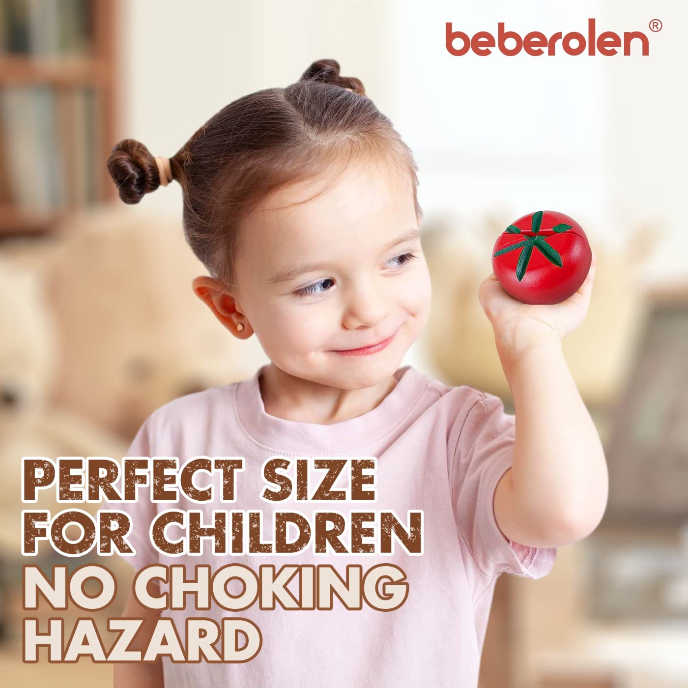 Beberolen Wooden Pizza Toy Play Food Set for Kids Pretend Play Kitchen Accessories Cutting Food Toys for 3 4 5 Years Old Toddlers Boys Girls