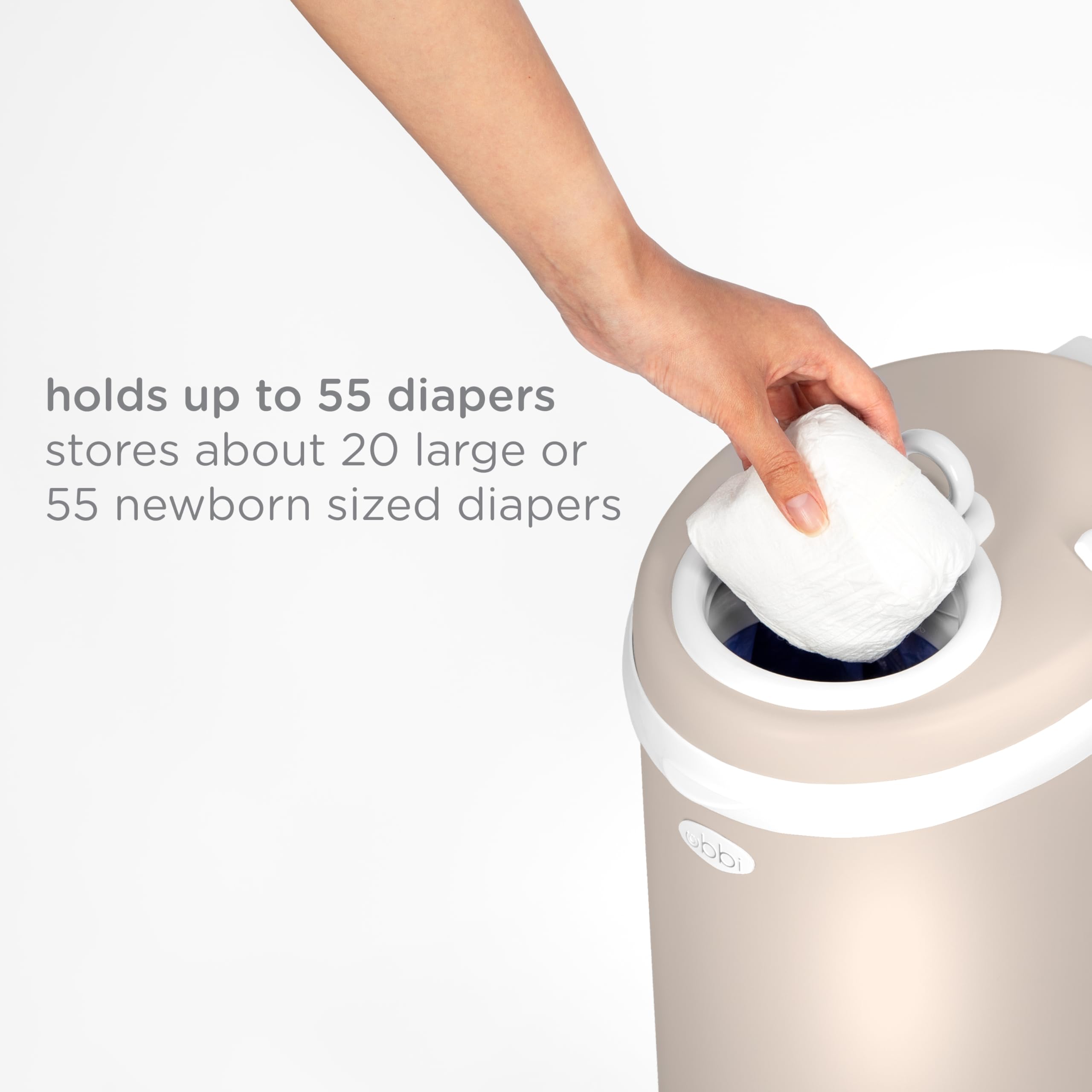 Ubbi Steel Odor Locking, No Special Bag Required Money Saving, Awards-Winning, Modern Design Registry Must-Have Diaper Pail, Taupe