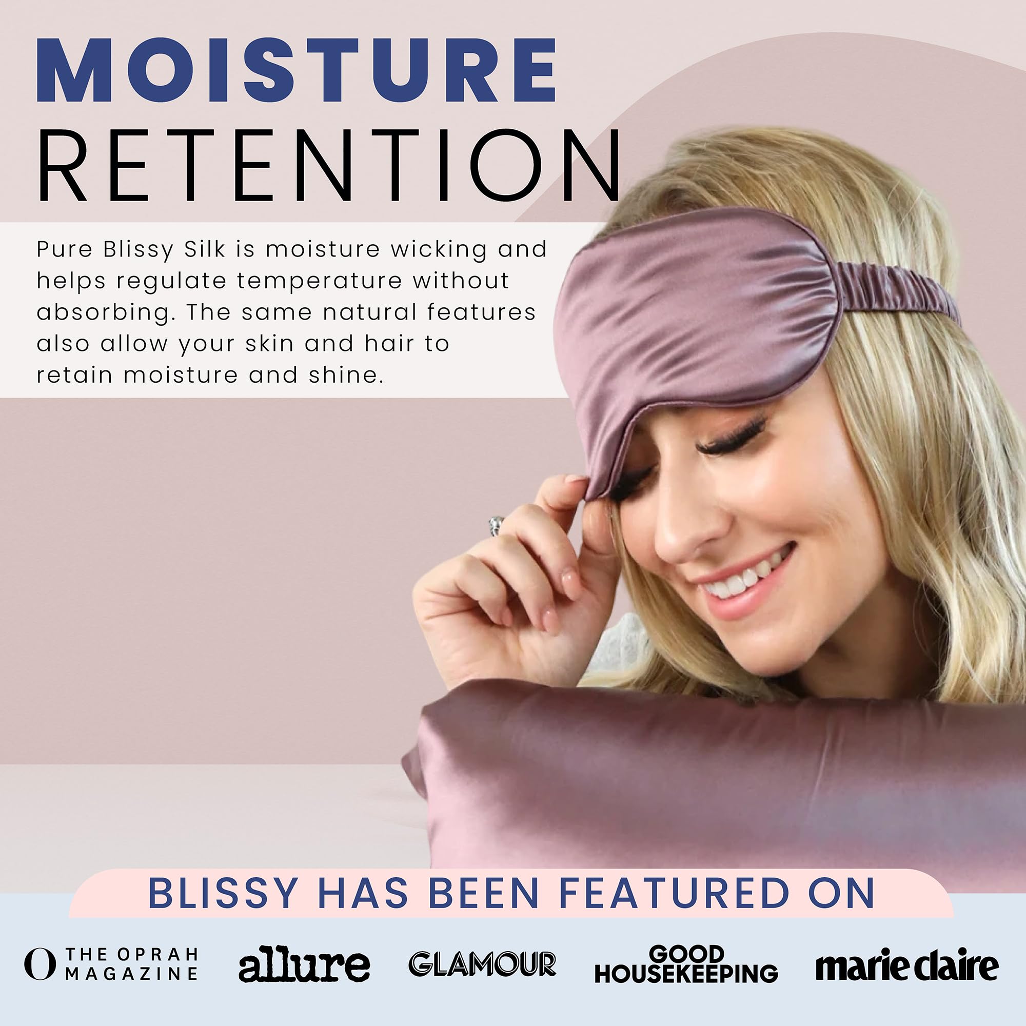 Blissy Silk Sleep Mask - Silk Eye Sleeping Mask for Women & Men for Total Blackout - Silk Eye Mask - 100% Pure Mulberry Silk, 22 Momme 6a Fibers - Blindfold Silk Sleep Mask Side Sleeper Eye Cover