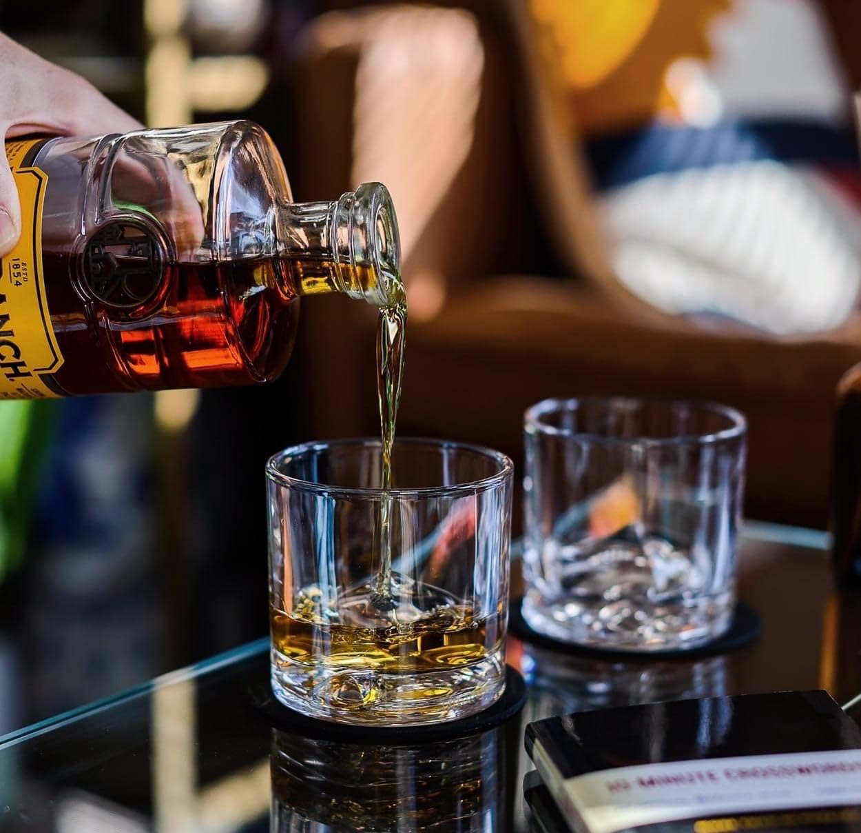 LIITON Heavy Crystal Whiskey Glasses Gift Set, Thick Freezable Bourbon Glass 1lb Each, Premium Whiskey Gifts for Men, Frozen Crystal Chills Cocktails Featuring Grand Canyon Glasses Set of 2, 10 oz