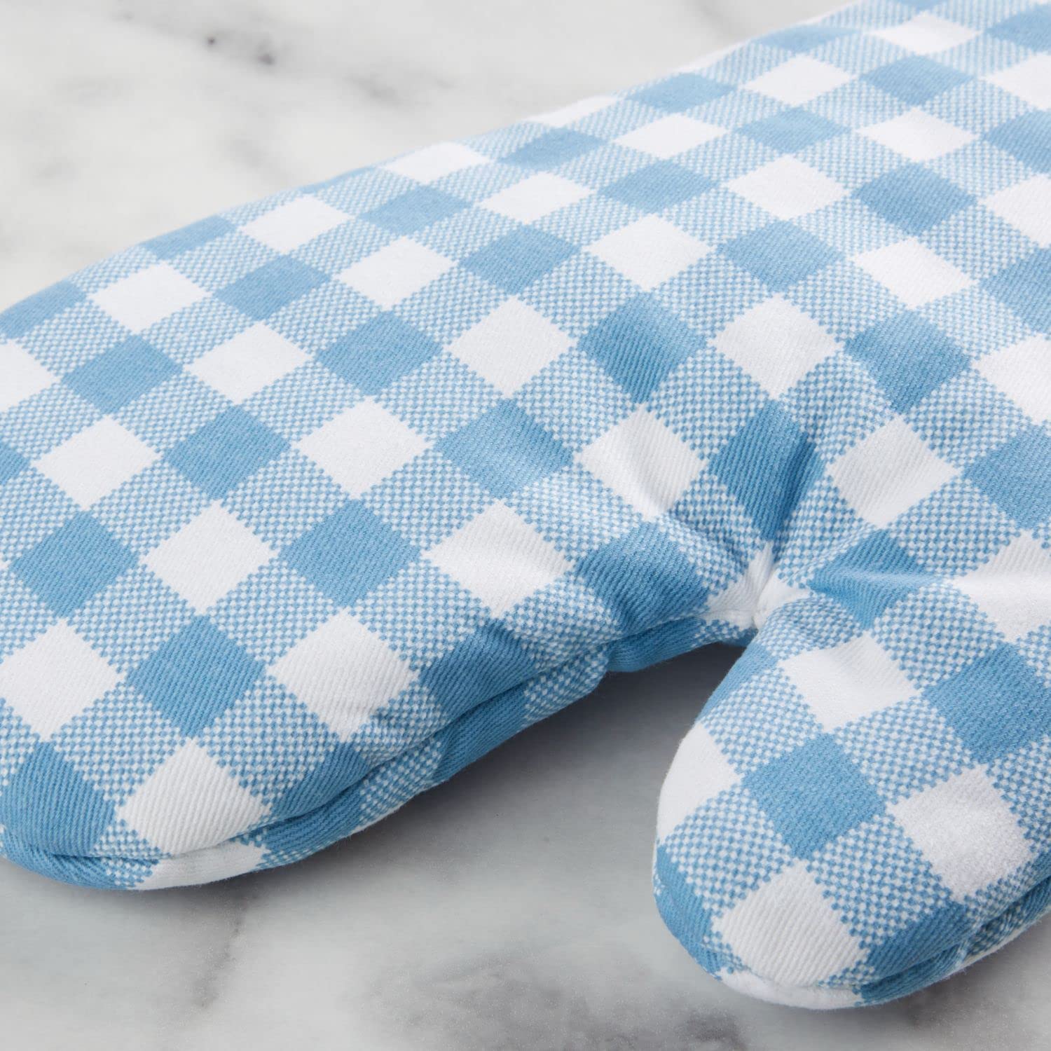 KitchenAid Gingham Oven Mitt 2-Pack Set, Milkshake, 7"x13"
