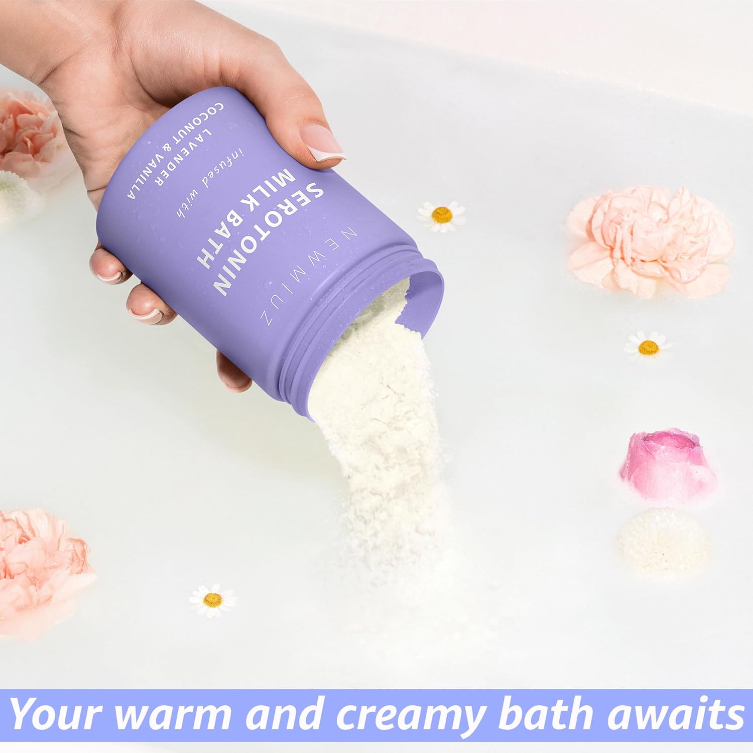 Calm Lavender Milk Bath Soak Powder Moisturize Soften Skin Creamy vanilla Luxury Spa Bath Salt Mother&