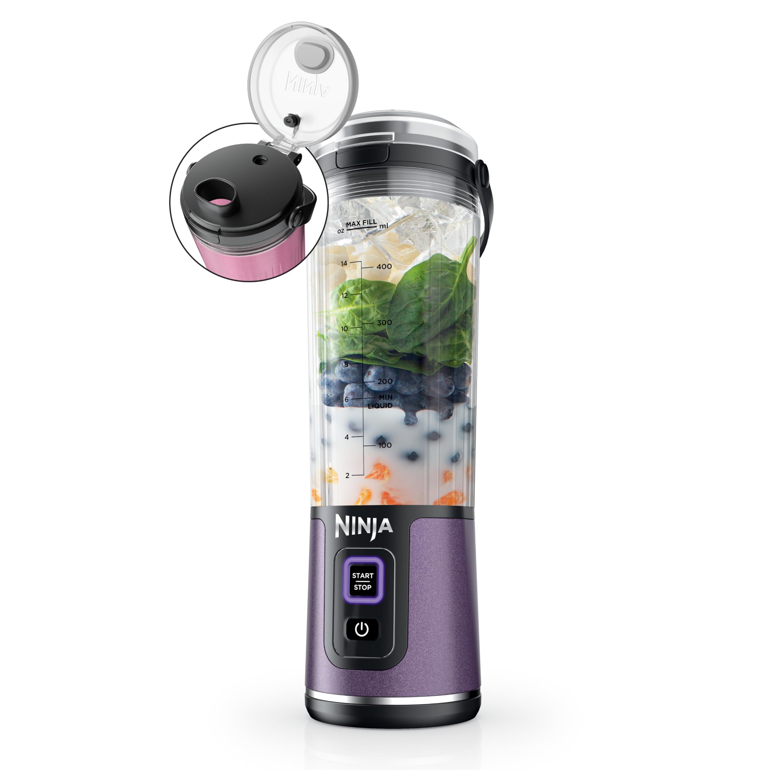 Ninja Blast Portable Blender, Cordless, 18oz. Vessel, Personal Blender For-Shakes and Smoothies, BPA Free, Leakproof-Lid and Sip Spout, USB-C Rechargeable, Dishwasher Safe Parts, Tinted Pink, BC151PK