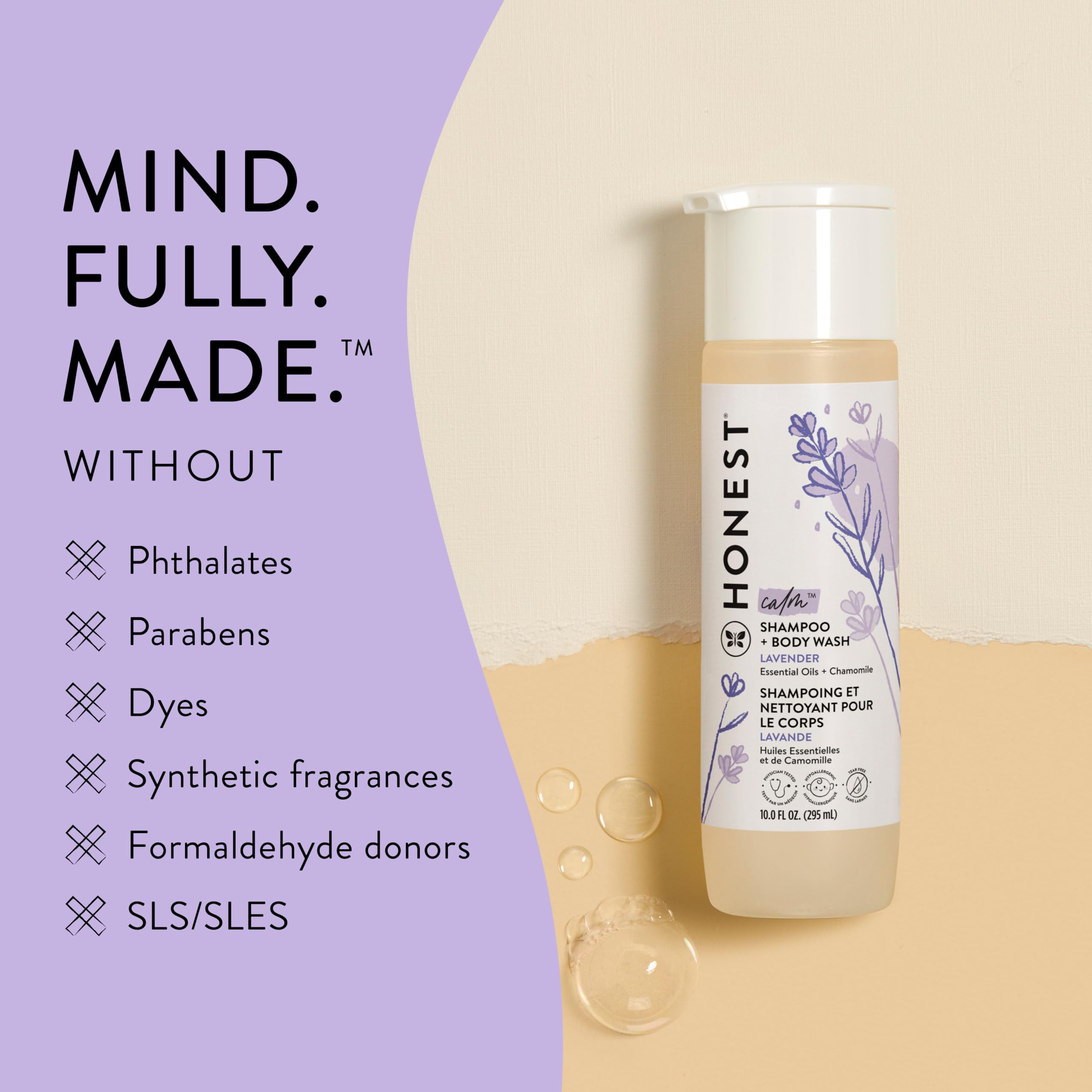 The Honest Company 2-in-1 Cleansing Shampoo + Body Wash | Gentle for Baby | Naturally Derived, Tear-free, Hypoallergenic | Fragrance Free Sensitive, 10 fl oz