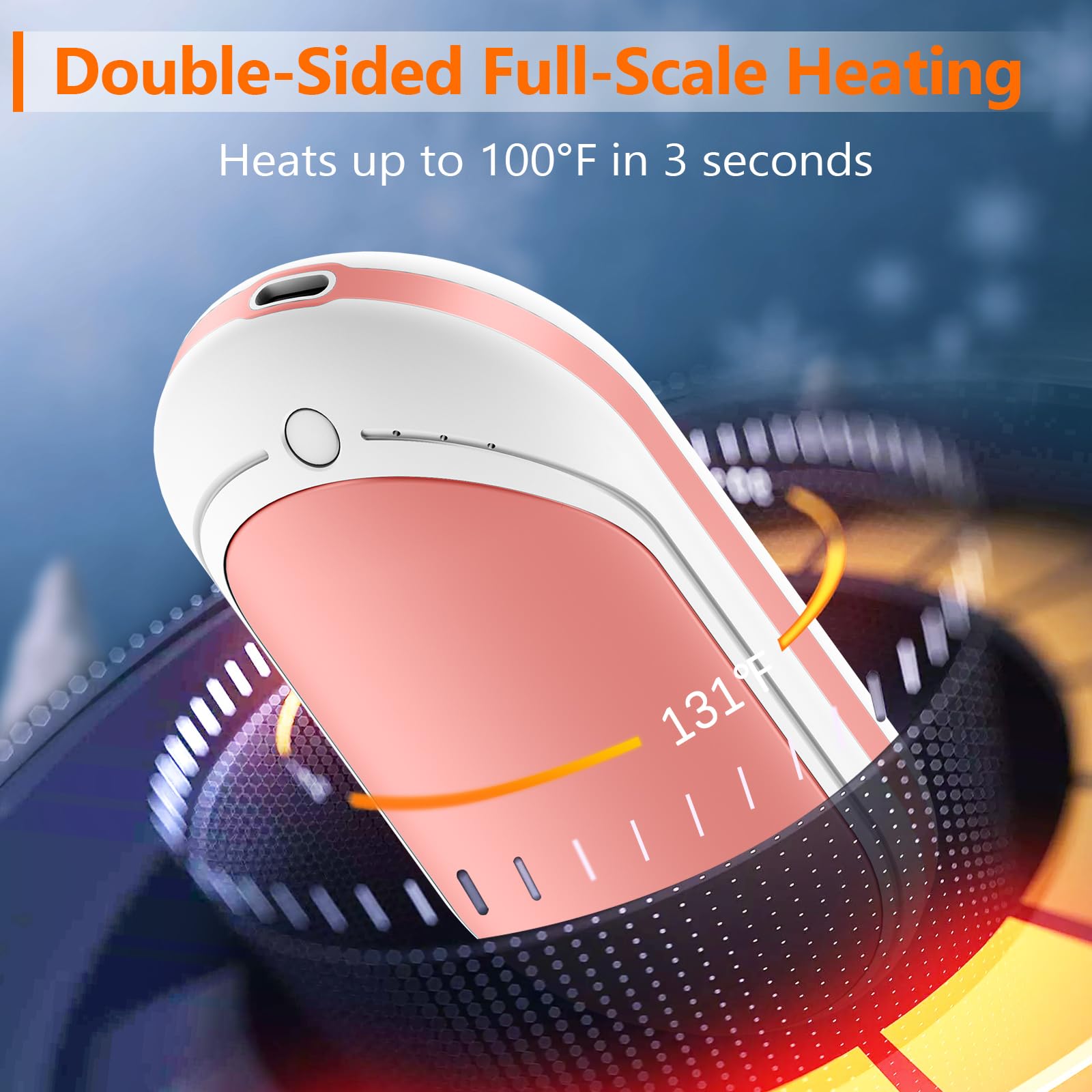 BESKAR Rechargeable Hand Warmer, 5200mAh Electric Hand Heater, Double-Sided Heating, USB Quick Charge, Portable Pocket Hand Warmer for Outdoor, Golf, Raynauds - Winter Gift