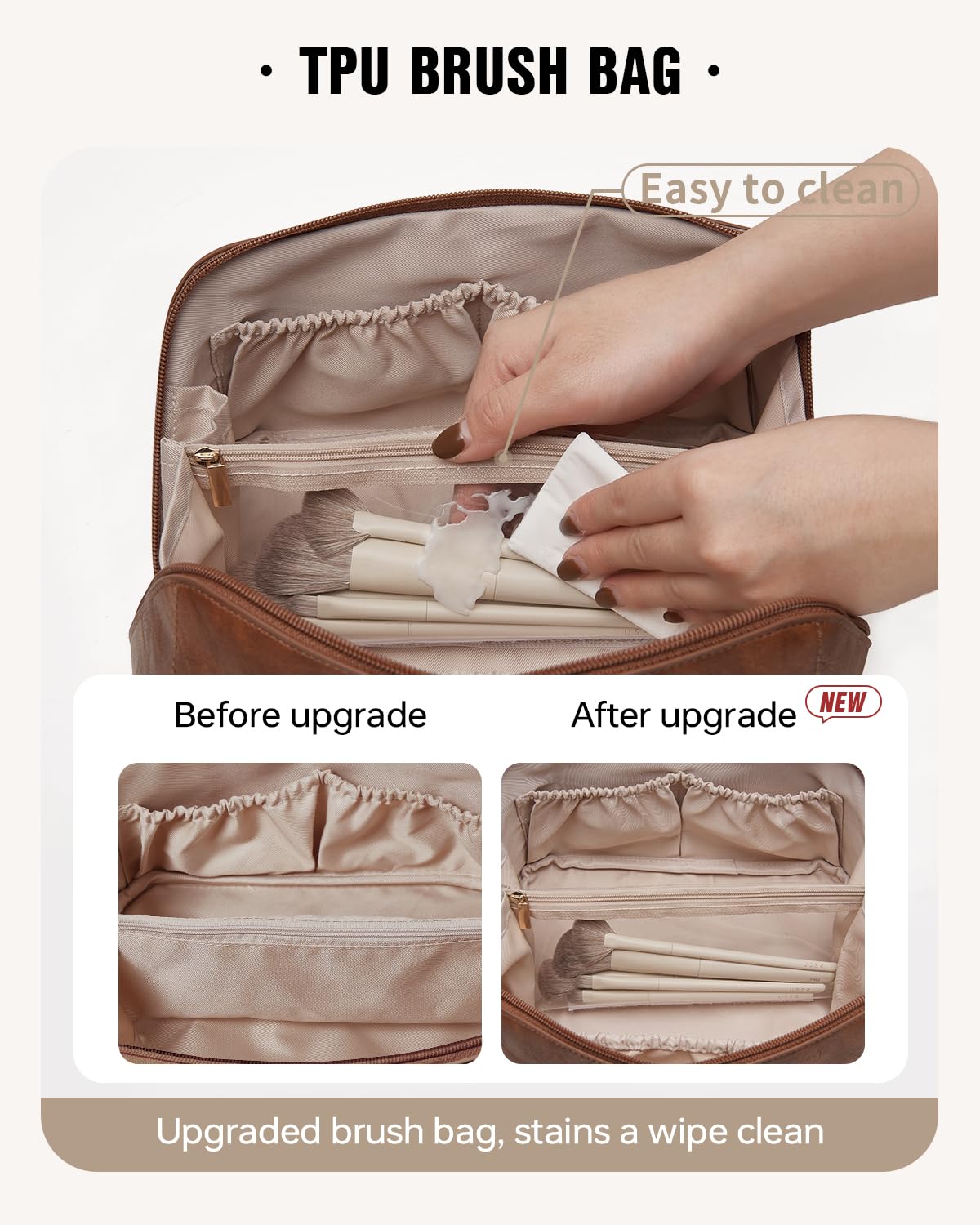 EACHY Travel Makeup Bag,Large Capacity Cosmetic Bags for Women,Waterproof Portable Pouch Open Flat Toiletry Bag Make up Organizer with Divider and Handle