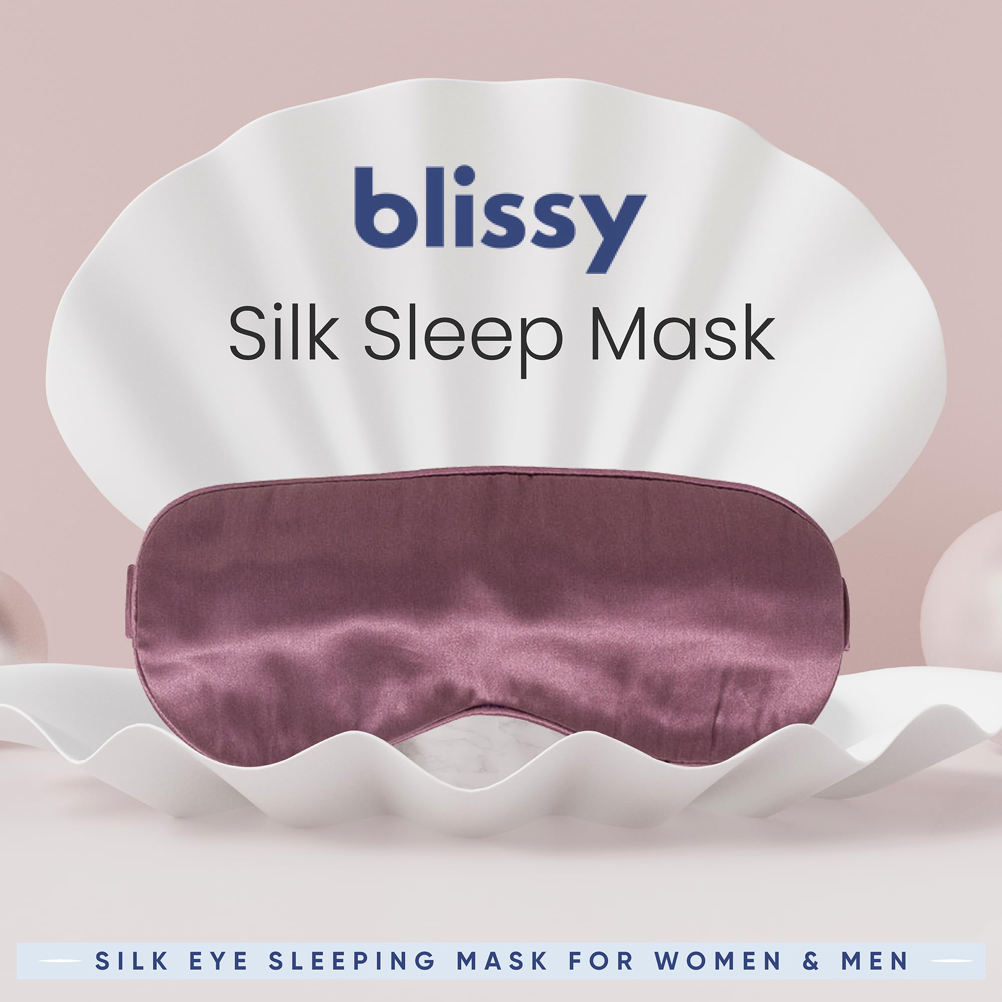 Blissy Silk Sleep Mask - Silk Eye Sleeping Mask for Women & Men for Total Blackout - 100% Pure Mulberry Silk, 22 Momme 6a Fibers - Blindfold Silk Sleep Mask Side Sleeper Eye Cover (Plum)