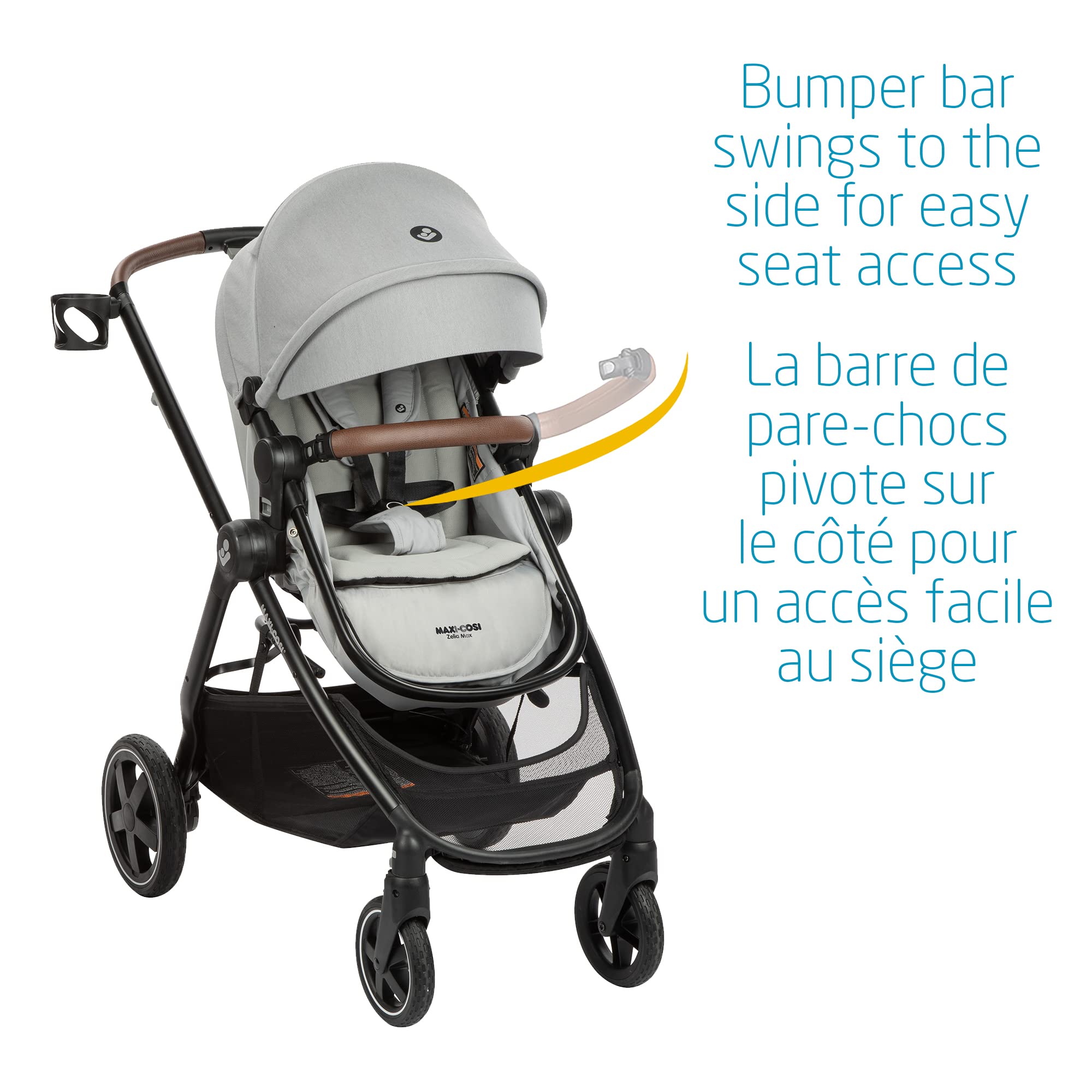 Maxi-Cosi Zelia Max 5-in-1 Modular Travel System, Carraige mode, Reversible toddler seat, Use from birth, Mico infant car seat (included), Polished Pebble