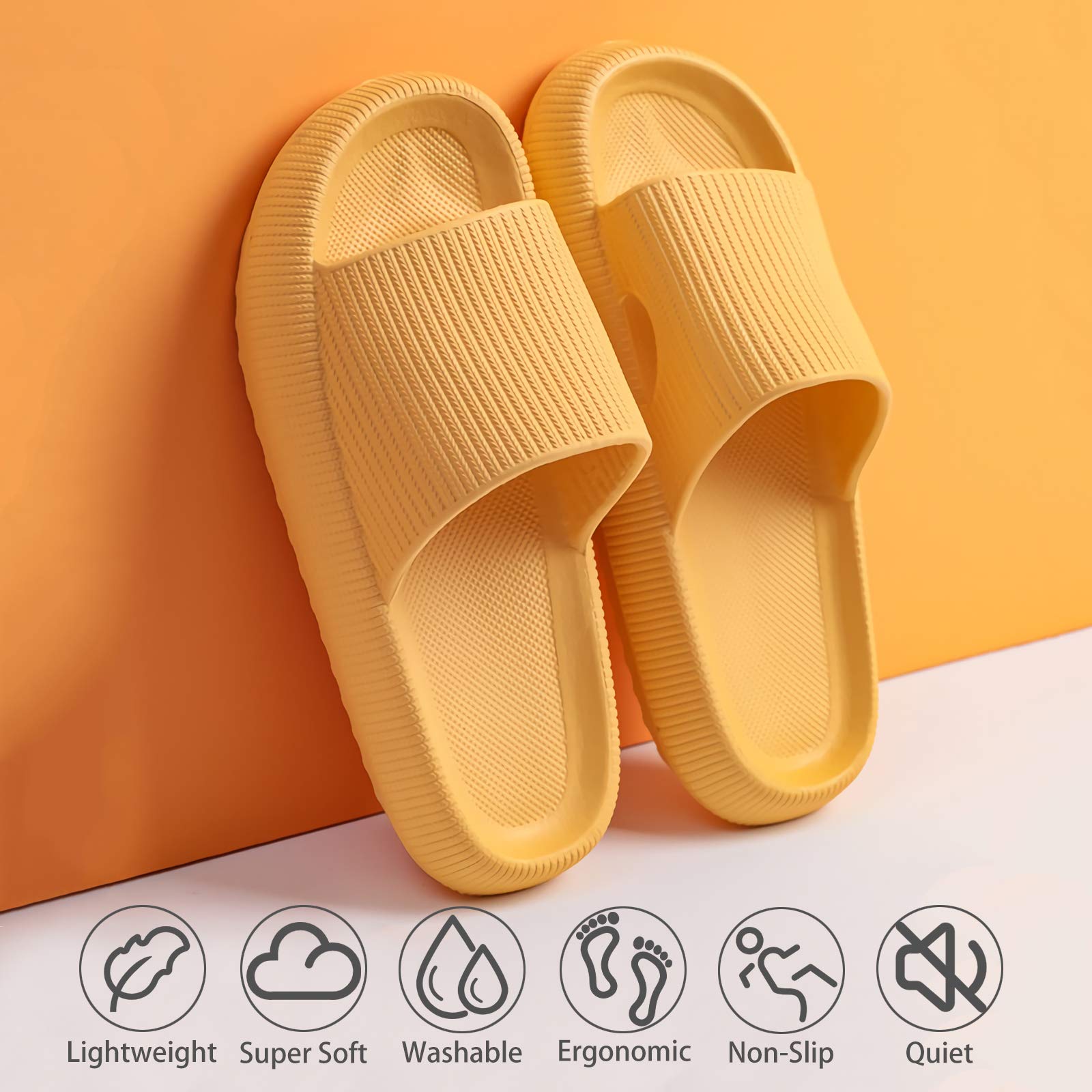 rosyclo Cloud Slippers for Women and Men, Pillow House Slippers Shower Shoes Indoor Slides Bathroom Sandals, Ultimate Comfort, Lightweight, Thick Sole, Non-Slip, Easy to Clean