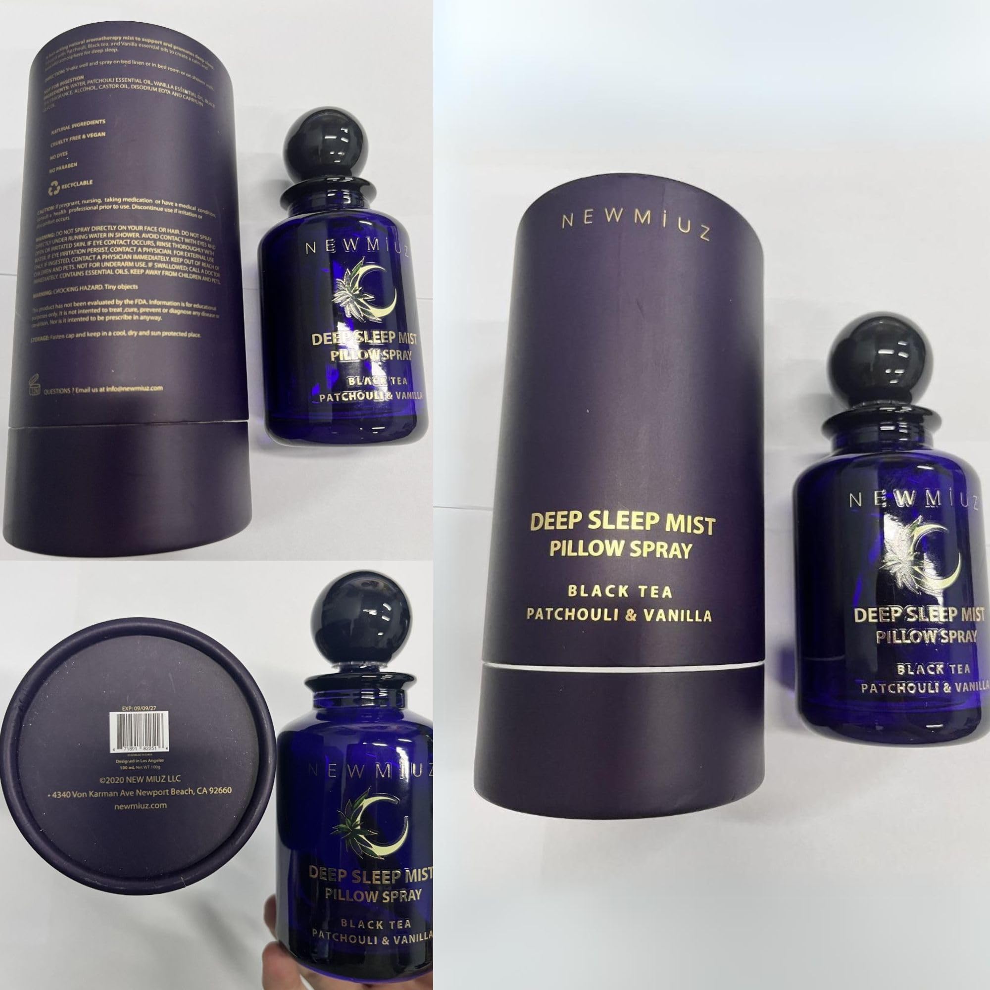 Deep Sleep Pillow Spray Patchouli Black Tea Vanilla Essential Oils Natural Fast Acting Aromatherapy Mist for Restful Sleep Relaxation Calming Stress Relief Bedtime & Shower Spray Luxury Self care Gift