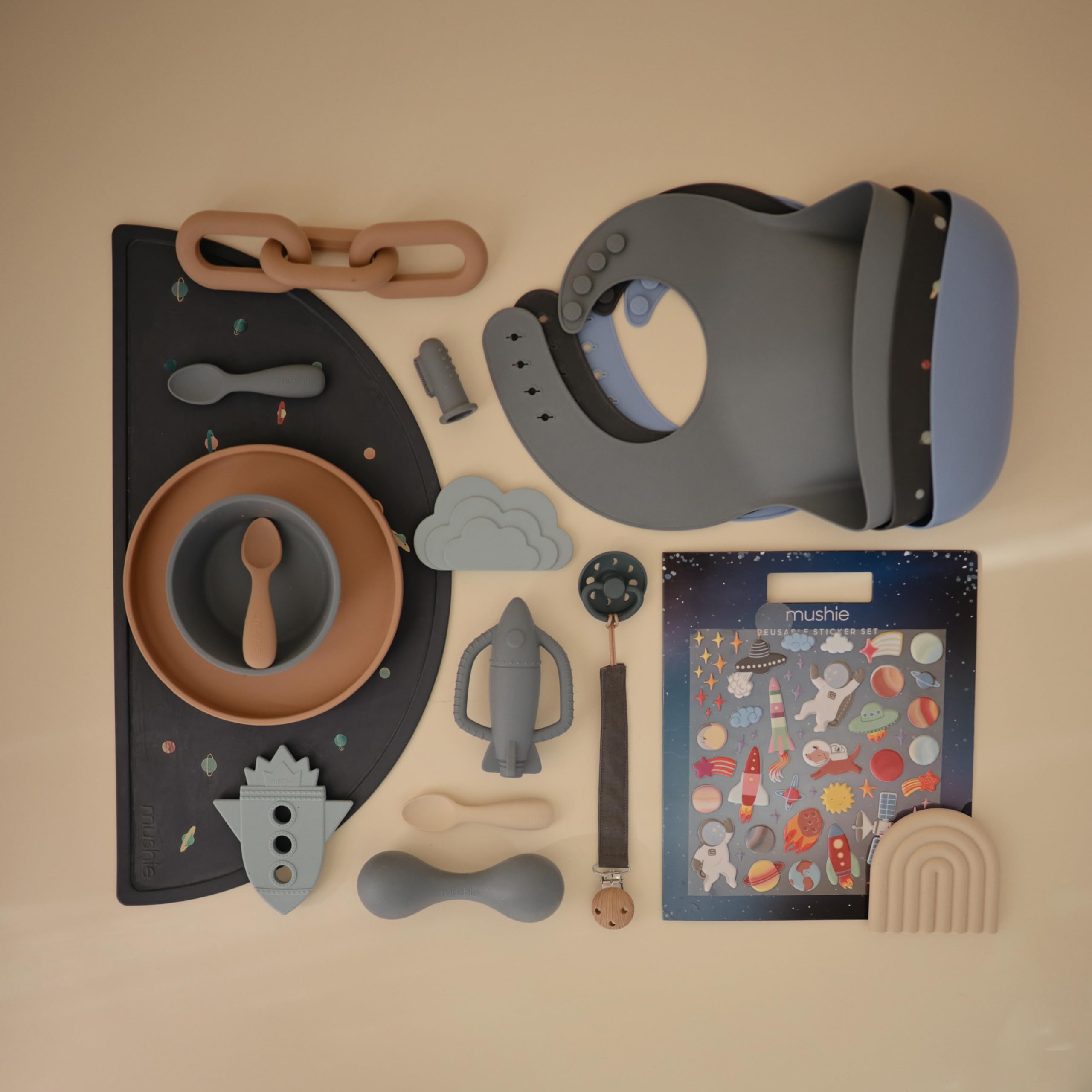 mushie Silicone Baby Bib | Adjustable Fit Waterproof Bibs (Whales)