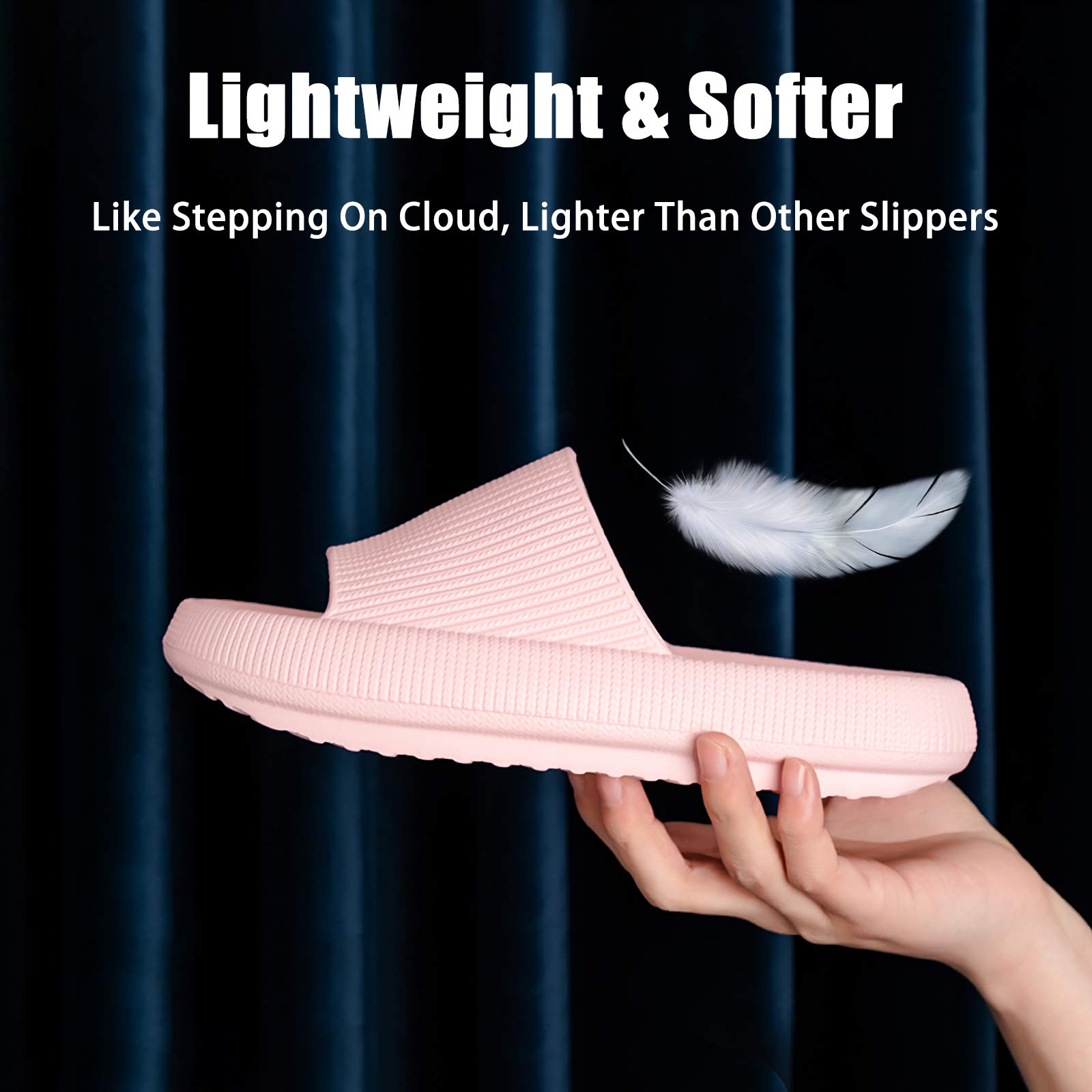 rosyclo Cloud Slippers for Women and Men, Pillow House Slippers Shower Shoes Indoor Slides Bathroom Sandals, Ultimate Comfort, Lightweight, Thick Sole, Non-Slip, Easy to Clean