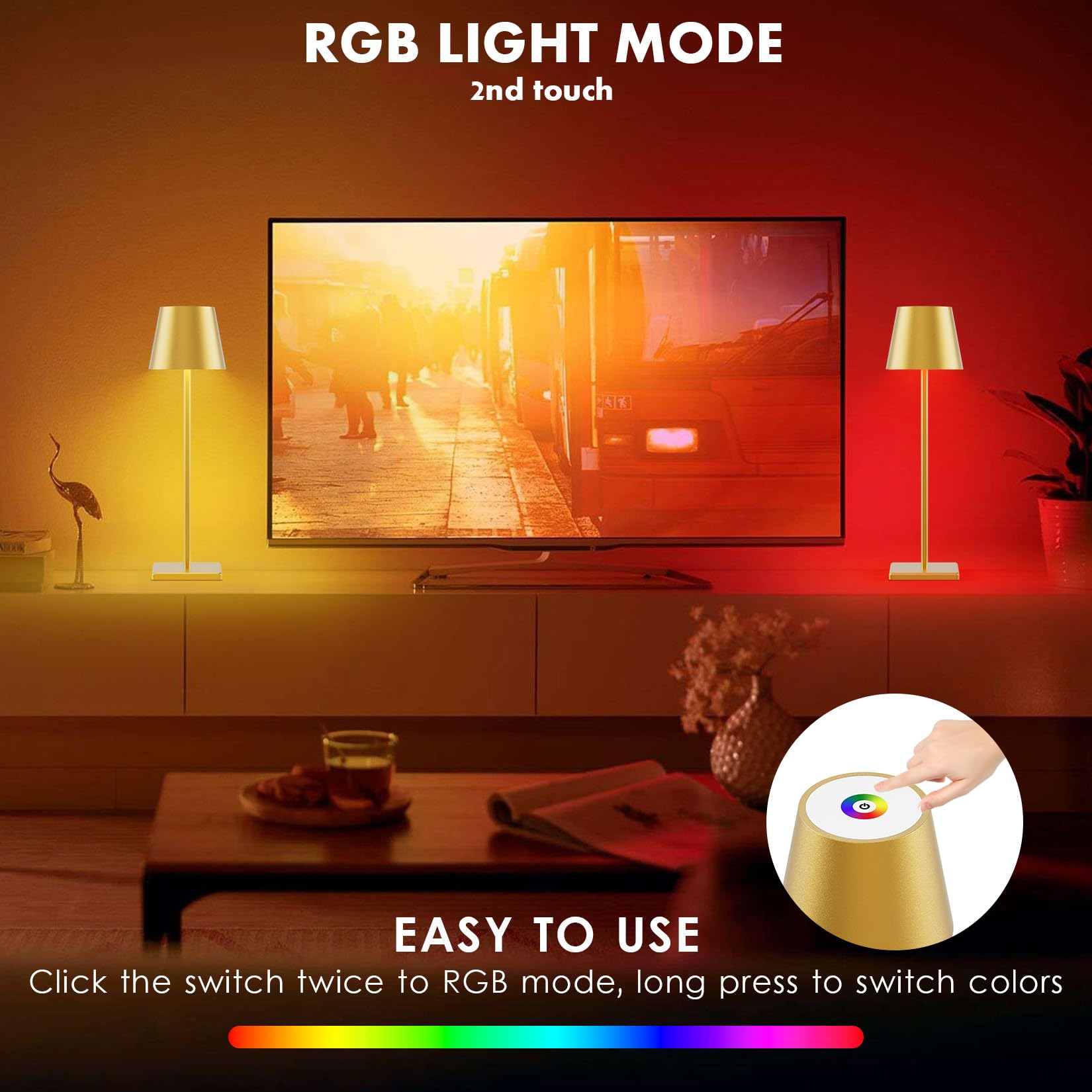 2-Pack LED Cordless Table Lamp, Rechargeable Battery Desk lamp 3W 5500mAh Battery Operated Stepless Dimming Modern Portable Table Light for Restaurant/Bedroom/Outdoor IP54 Waterproof (Off White)