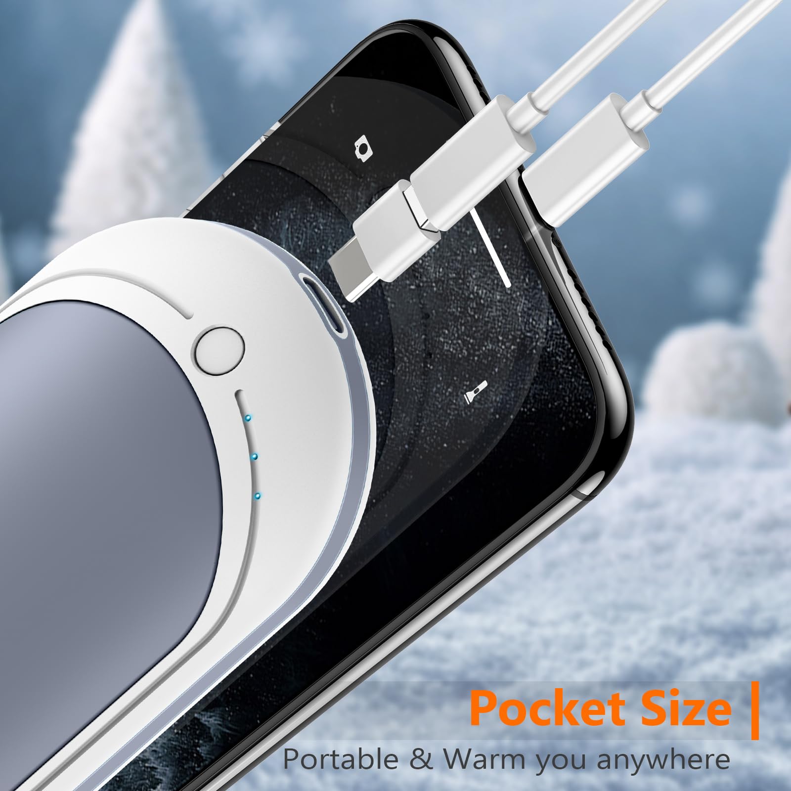 BESKAR Rechargeable Hand Warmer, 5200mAh Electric Hand Heater, Double-Sided Heating, USB Quick Charge, Portable Pocket Hand Warmer for Outdoor, Golf, Raynauds - Winter Gift