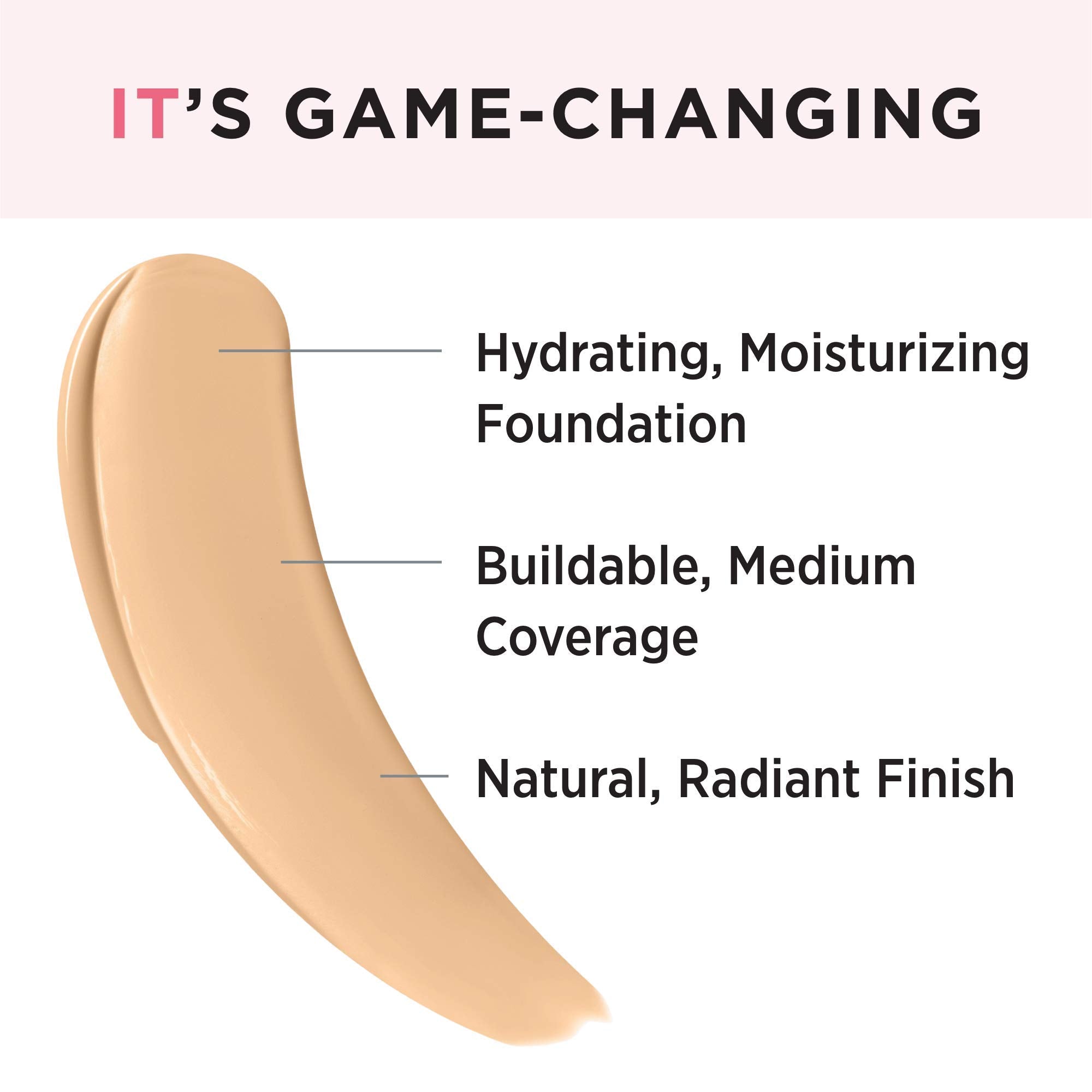 IT Cosmetics Your Skin But Better Foundation + Skincare - Hydrating Medium Buildable Coverage - Minimizes Pores & Imperfections - Natural Radiant Finish - With Hyaluronic Acid - 1.0 fl oz