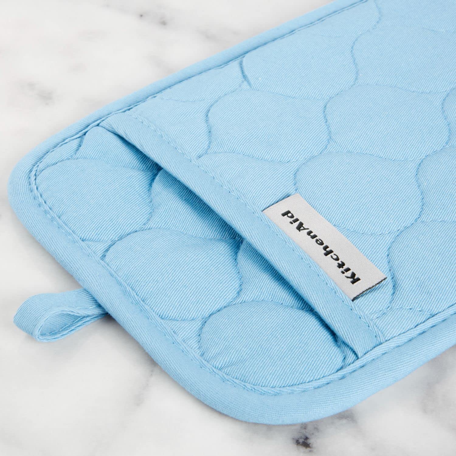 KITCHENAID Quilted Cotton Terry Cloth Oven Mitt, Pot Holder, Kitchen Towel 4-Pack Set, Heat Resistant, Silicone Grip, Gift Set, Milkshake, 16"x26", 7"x13" & 7"x10"