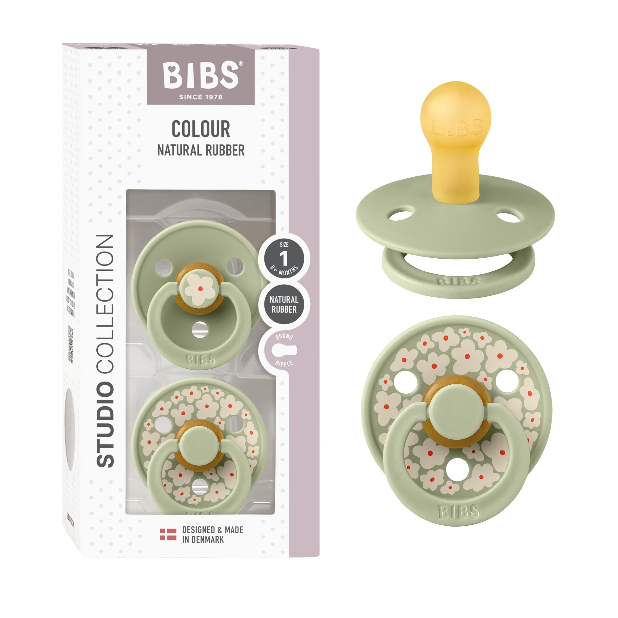 BIBS Pacifiers - Studio Collection | Natural Rubber Baby Pacifier | Set of 2 BPA-Free Soothers | Made in Denmark | (Blush mix, 0-6 Months)