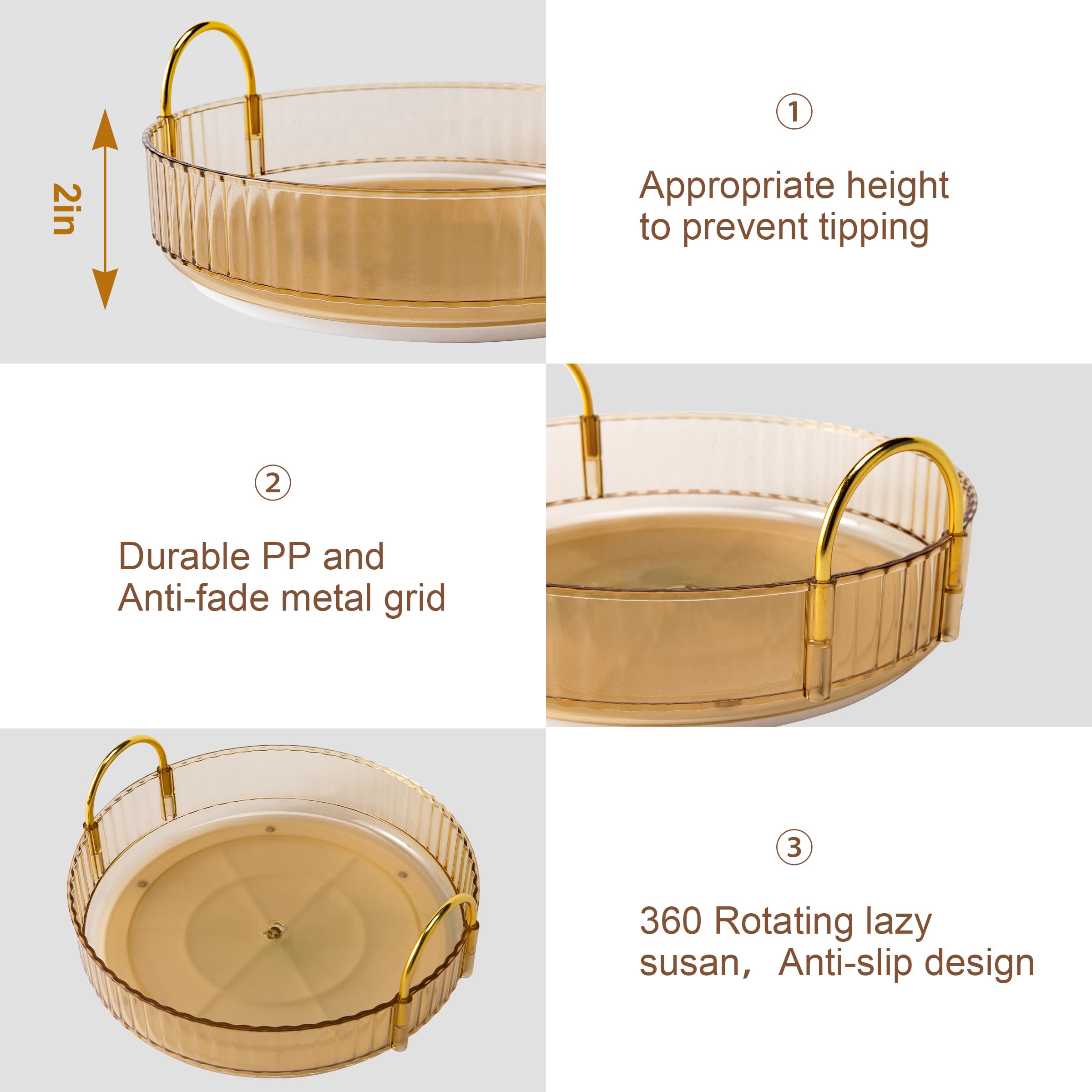 YCIA&DONE 360 Rotating Makeup Organizer and Storage for Vanity Bathroom Countertop, High Capacity Cosmetic Skincare Perfume Organizer for Dresser Lazy Susan Organizers(Clear White,2 Tiers)