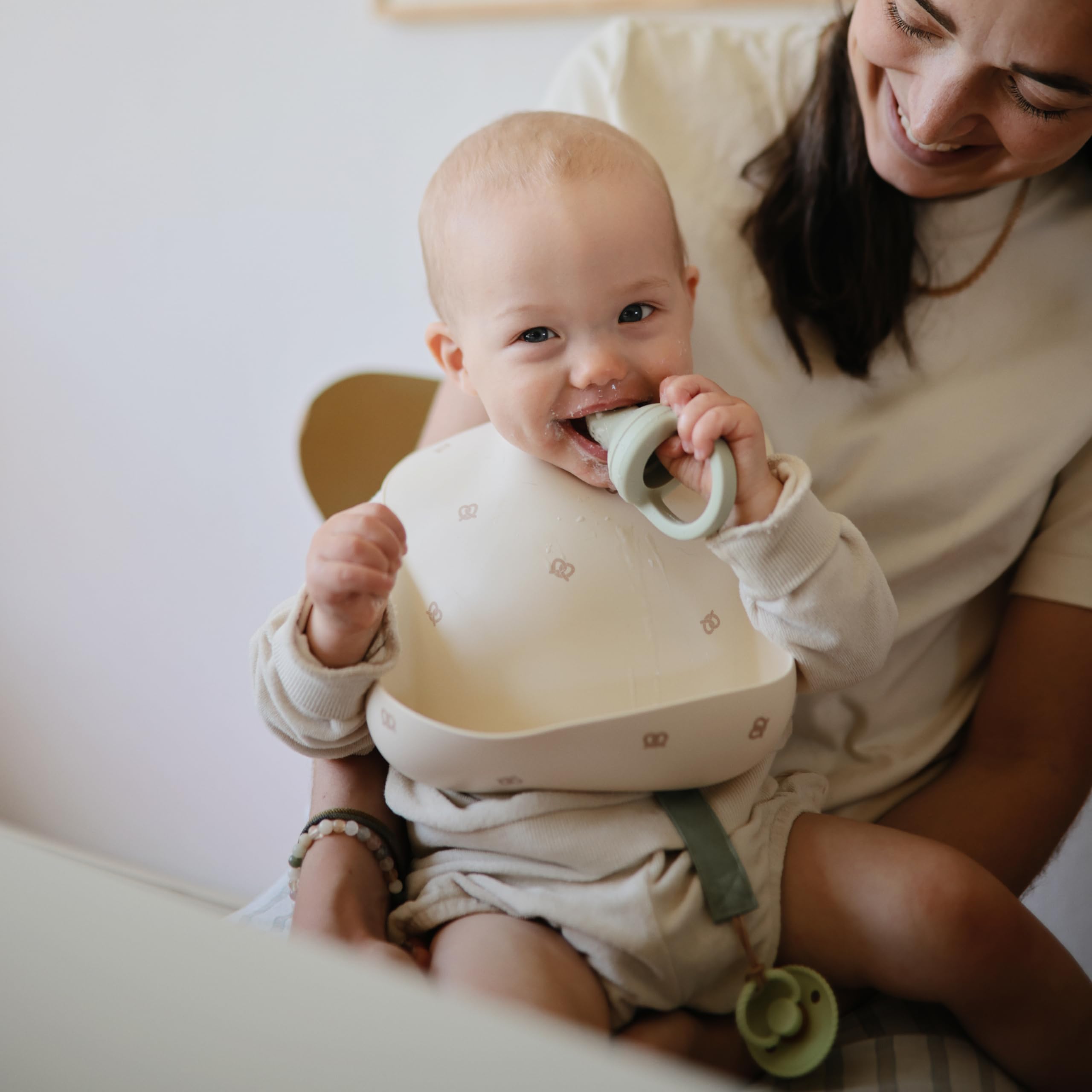mushie Silicone Baby Bib | Adjustable Fit Waterproof Bibs (Whales)