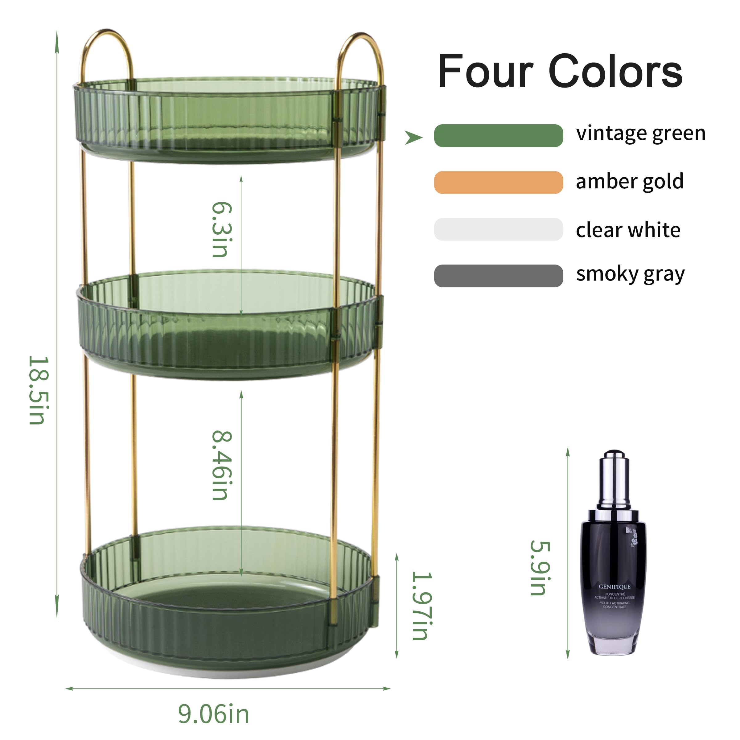 YCIA&DONE 360 Rotating Makeup Organizer and Storage for Vanity Bathroom Countertop, High Capacity Cosmetic Skincare Perfume Organizer for Dresser Lazy Susan Organizers(Clear White,2 Tiers)