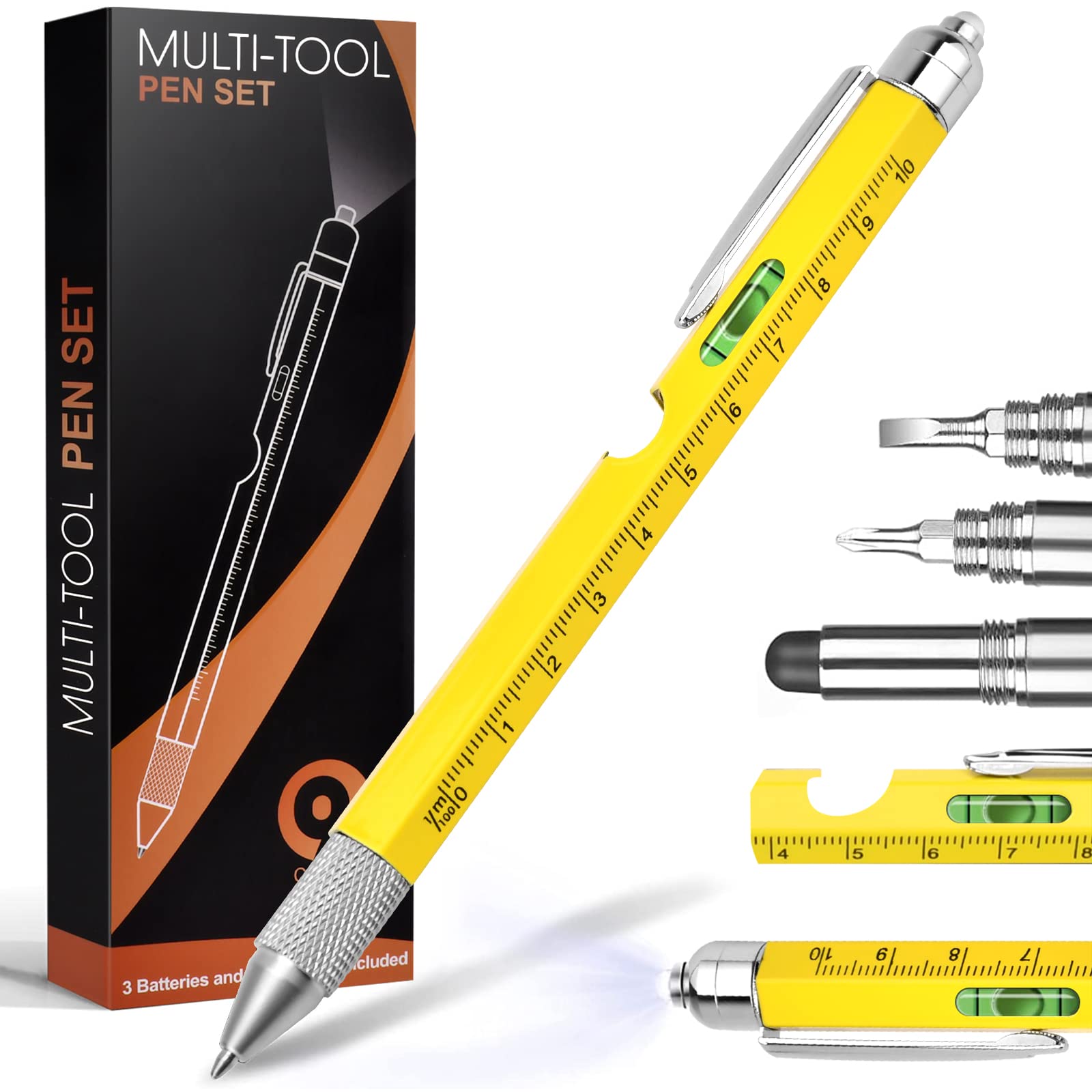 Gifts for Men, Stocking Stuffers for Adults Men, Fathers Day Dad Gifts from Daughter Son Wife, 9 in 1 Multitool Pen, Tools Gadgets for Men, Birthday Christmas White Elephant Gifts for Grandpa Husband