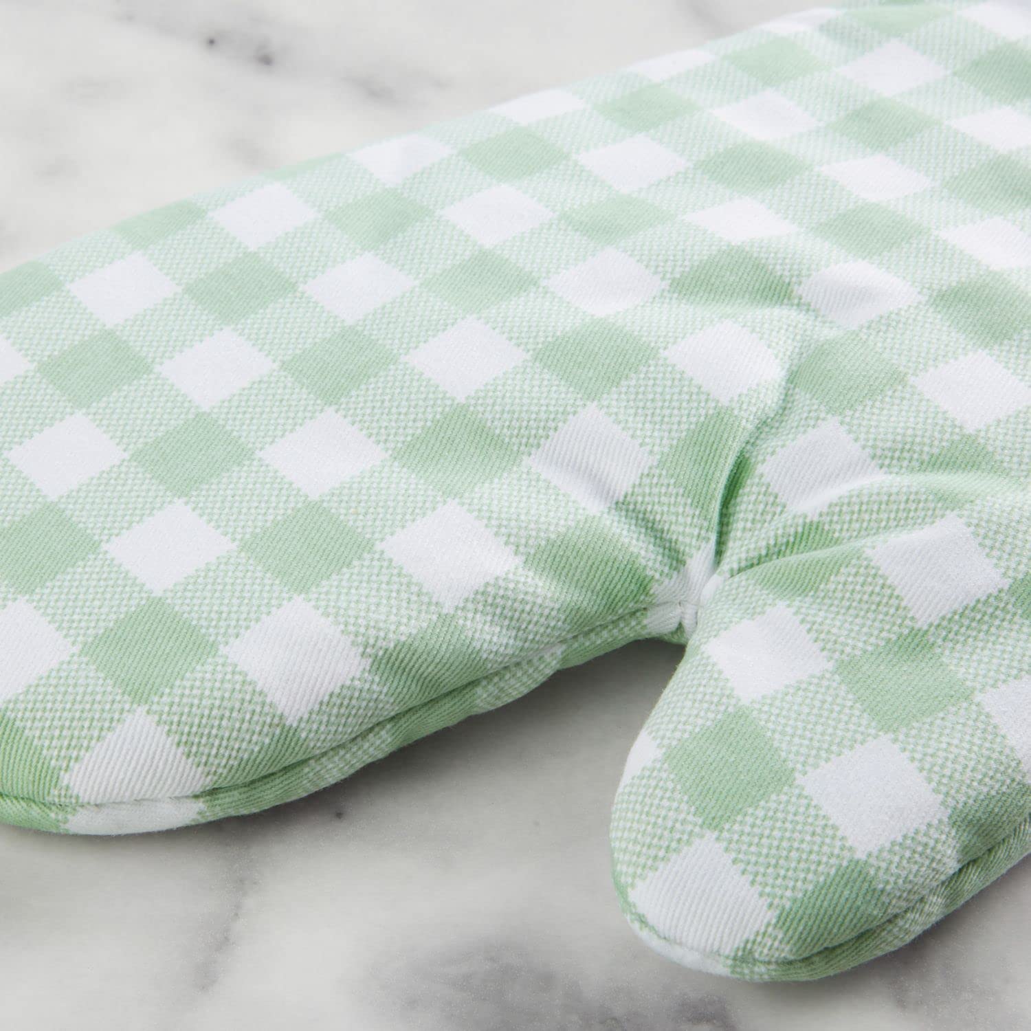 KitchenAid Gingham Oven Mitt 2-Pack Set, Milkshake, 7"x13"