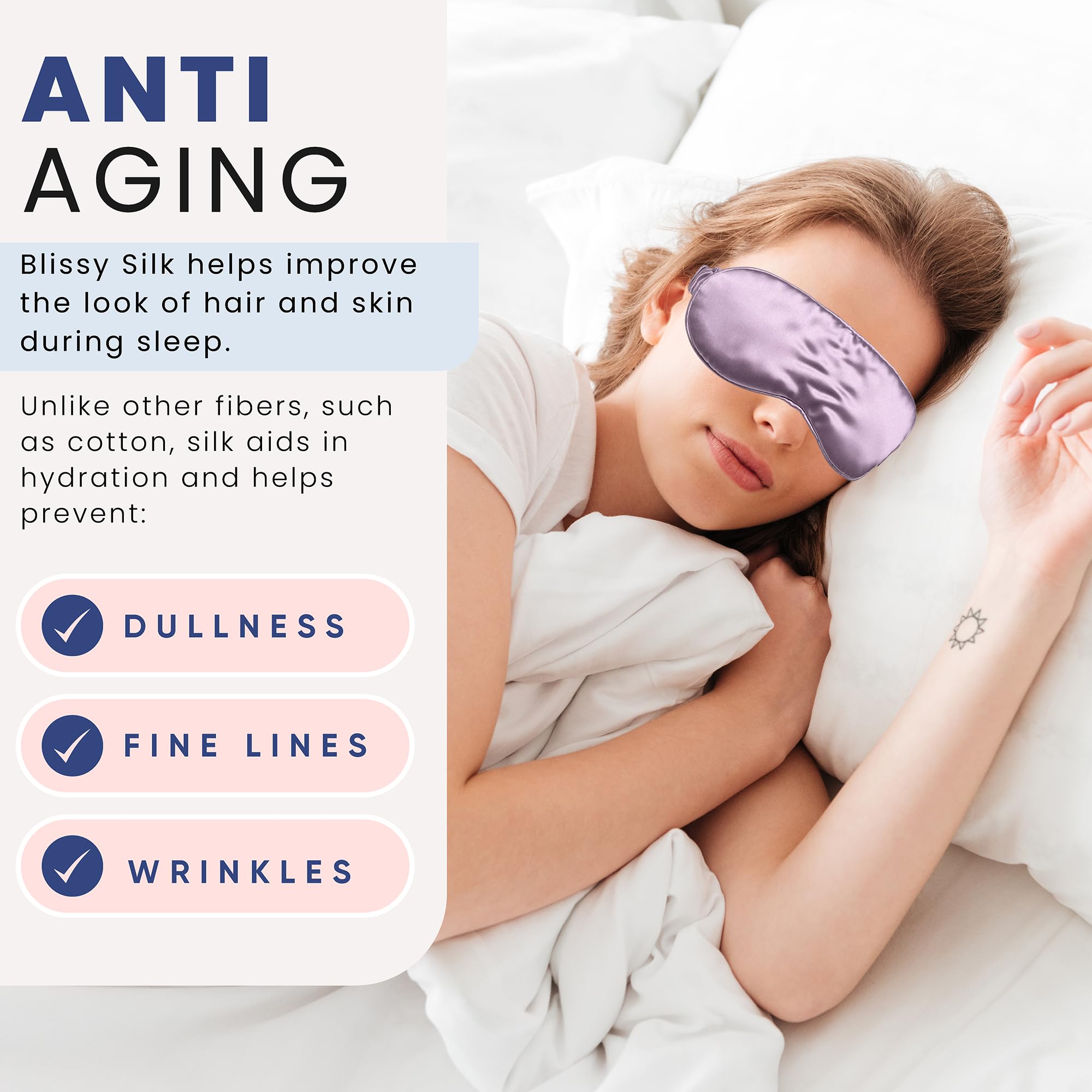Blissy Silk Sleep Mask - Silk Eye Sleeping Mask for Women & Men for Total Blackout - Silk Eye Mask - 100% Pure Mulberry Silk, 22 Momme 6a Fibers - Blindfold Silk Sleep Mask Side Sleeper Eye Cover